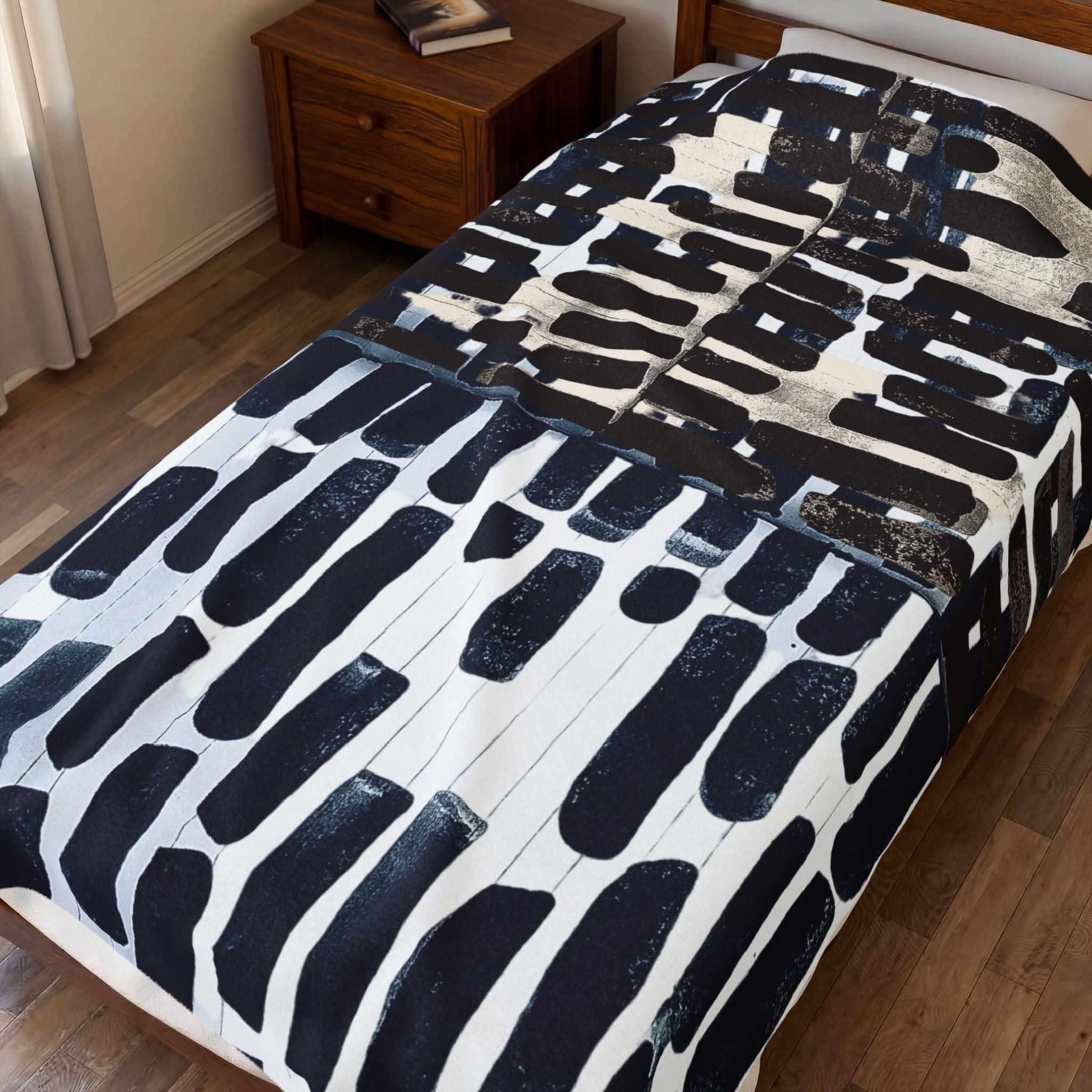"Only My Notebook Knows How I Feel, My Heart Is On Every Page" Plush Blanket — Abstract Indigo, India Ink on Notebook Lined Paper - Brushstroke Throw