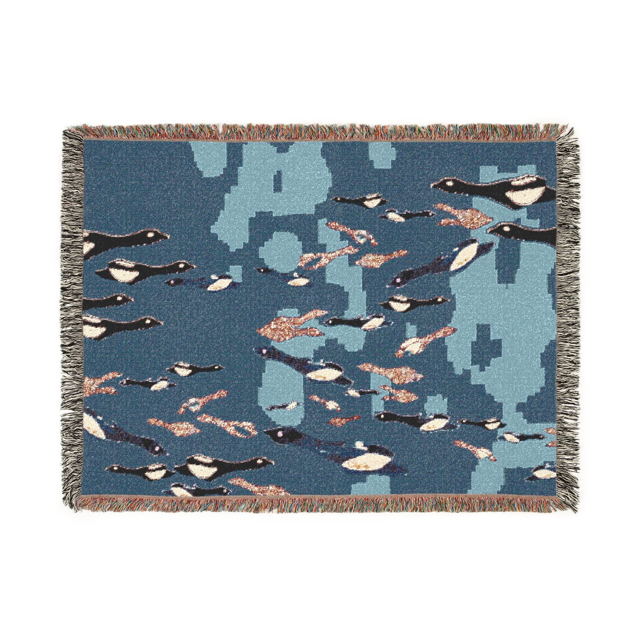 "Fly Me to the Moon" Abstract Birdie Pattern Woven Blanket — Cozy Throw for Living Room or Nursery