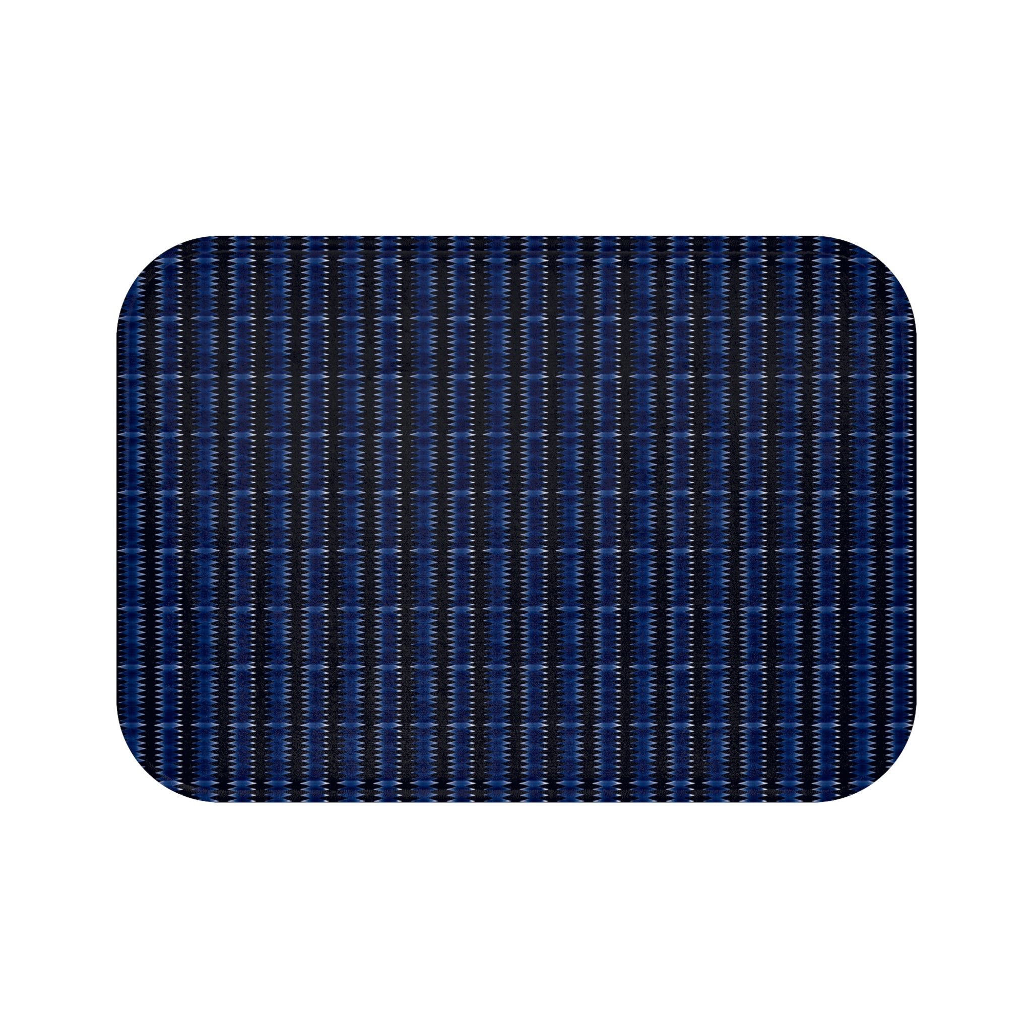 "Mississippi Midnight: Lovely Banjo Blues" Navy Blue Textured Stripe Bath Mat – Non‑Slip Bathroom Rug