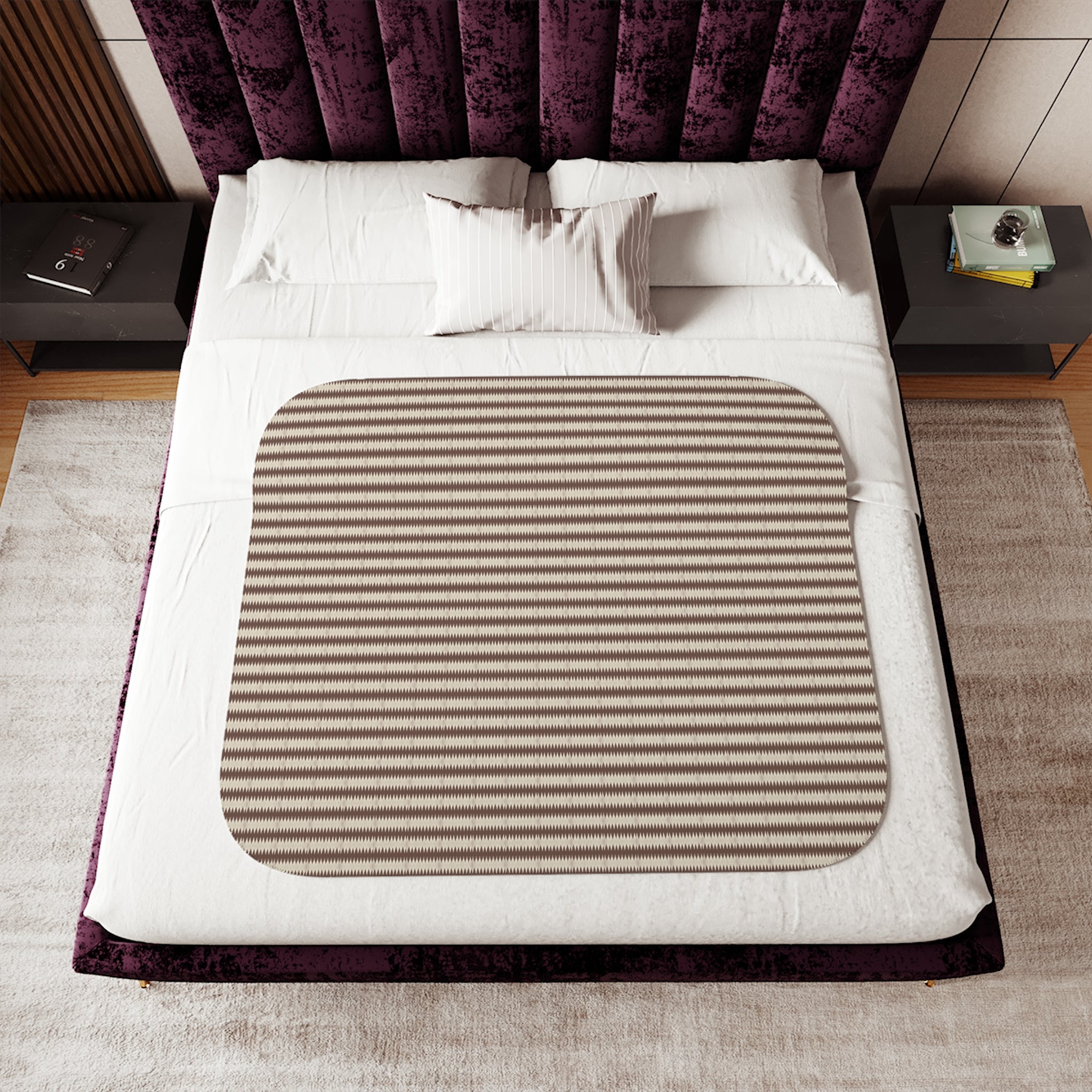 "Mississippi Midnight" Beige Sherpa Blanket - Cozy Reversible Fleece Throw for Home & Travel