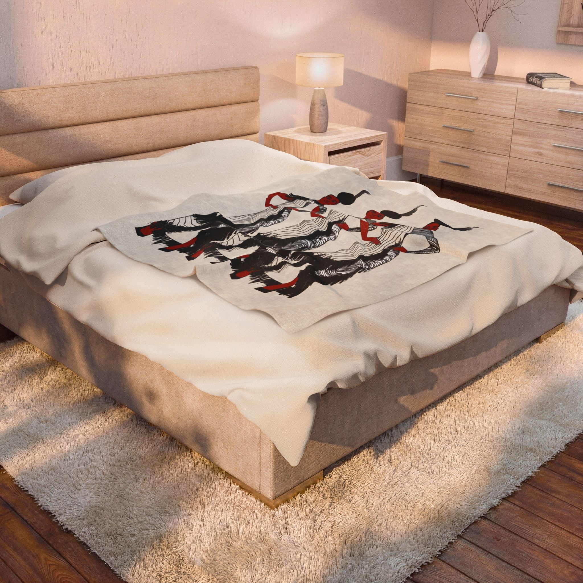 "Fierce Honey" Art Deco Flapper Trio Velveteen Blanket — Vintage Glamour Throw