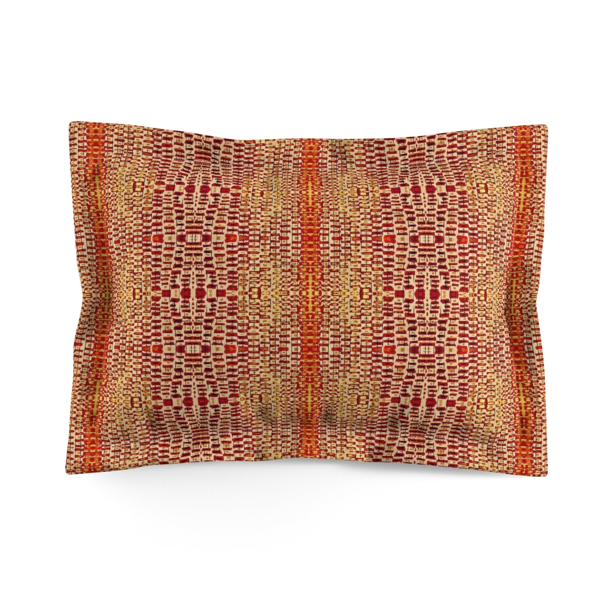 "Queen Mother" Bohemian Striped Microfiber Pillow Sham — Rustic Red, Orange, and Bronze Accent Pillow Sham