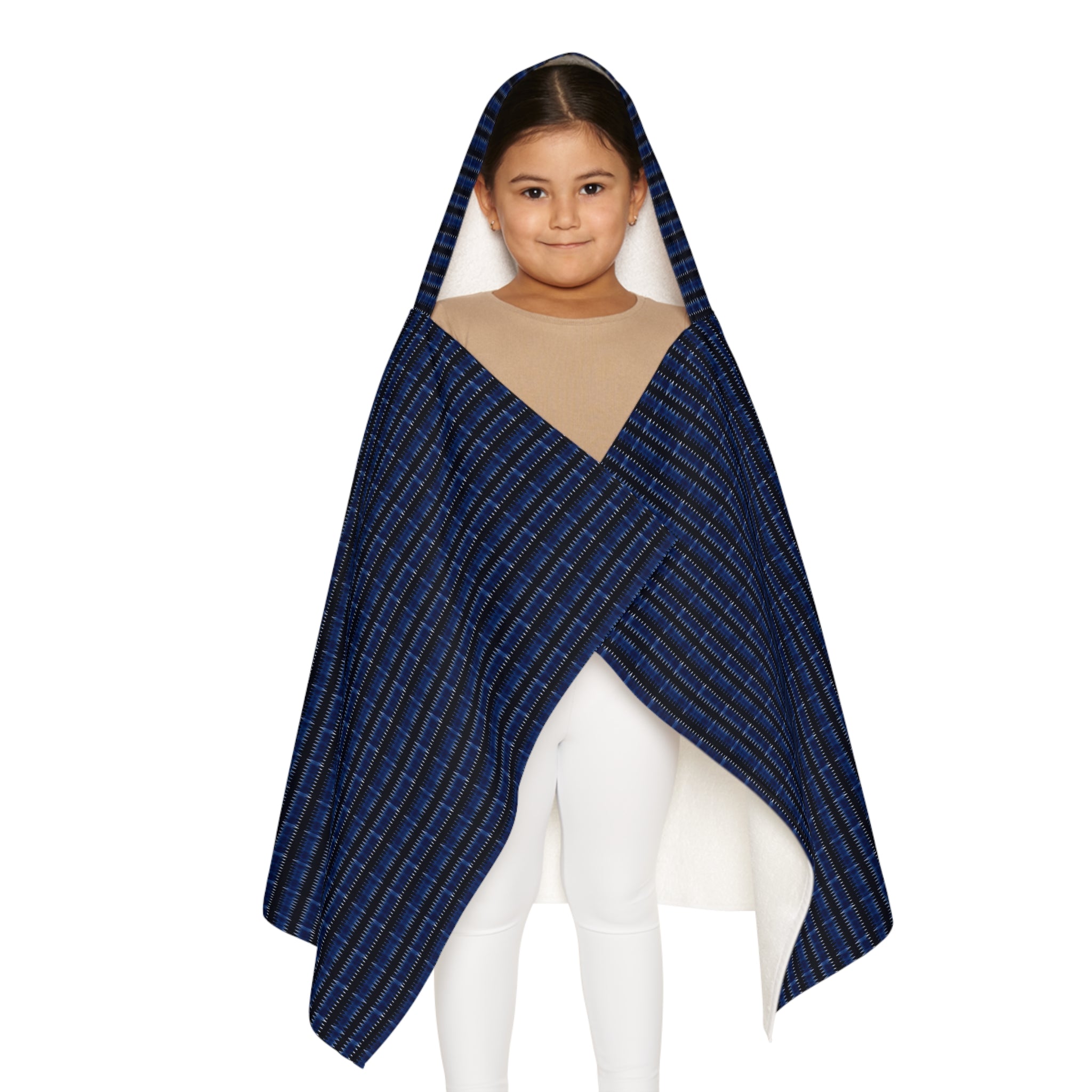 "Mississippi Midnight: Lovely Banjo Blues" Black and Navy Blue Plaid Youth Hooded Towel — Kids Swim & Beach Wrap