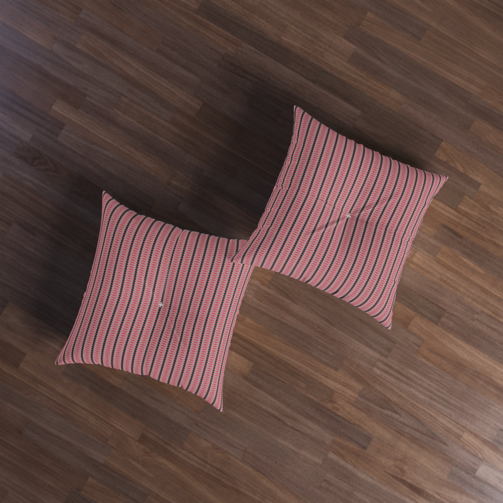 "The Nike of Samothrace" Coral Red and Grey Tufted Floor Pillow