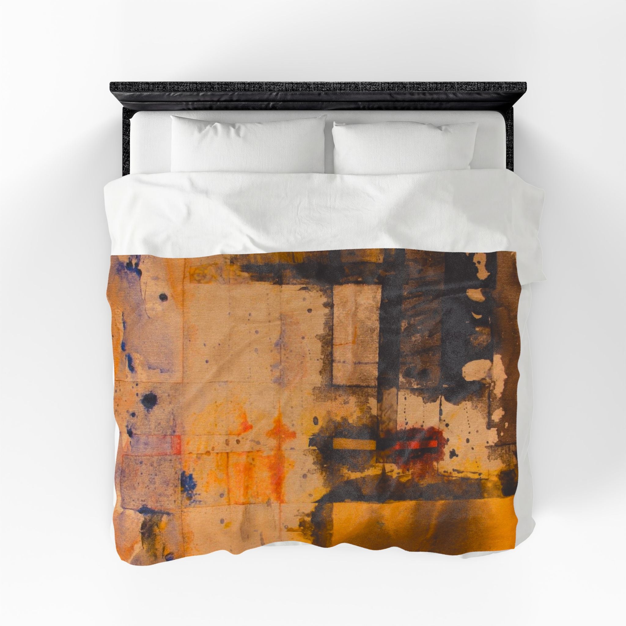 "Dance in the Rain" Acrylic Abstract Painting - Velveteen Plush Blanket — Warm Contemporary Art Throw