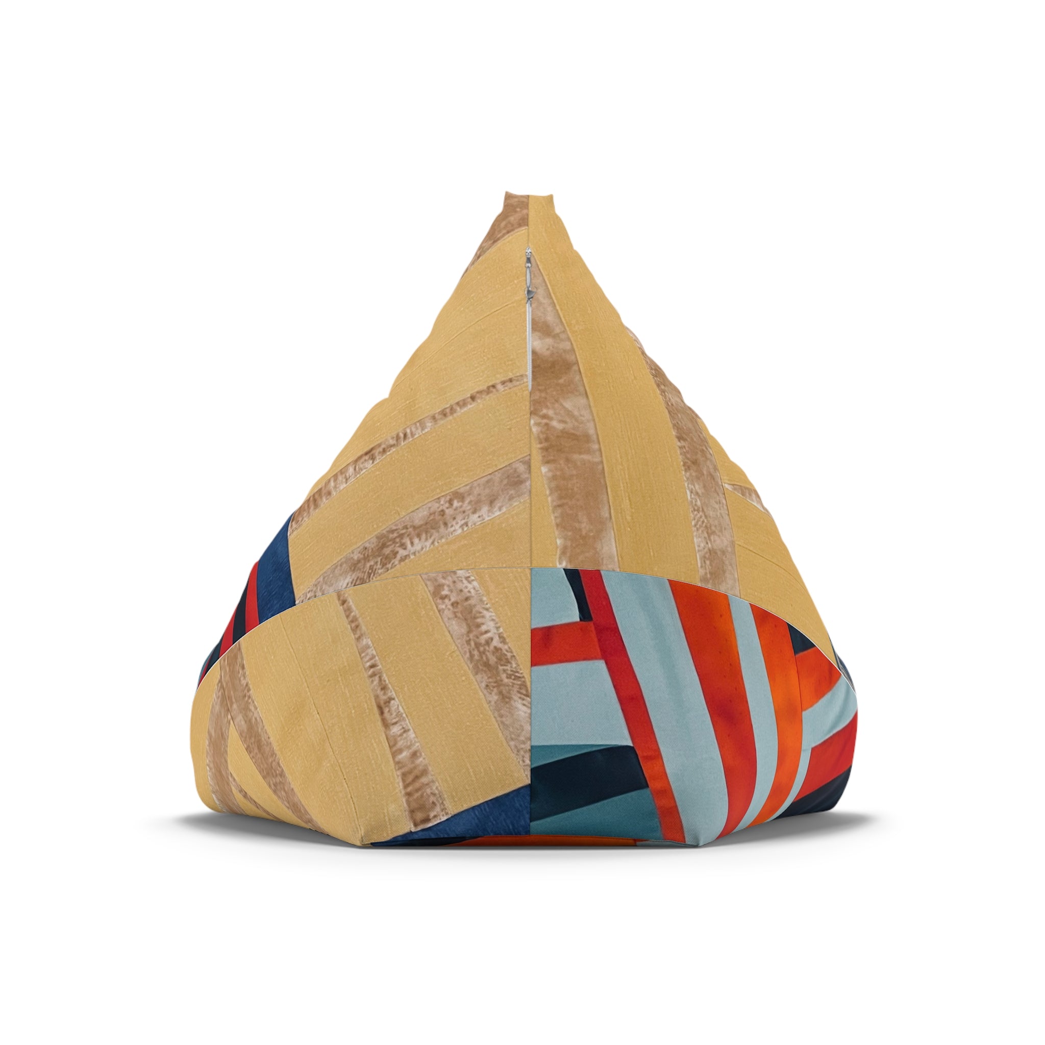 "Hannah and Samuel" Quilt Block Abstract Geo Stripe Bean Bag Cover — Modern Colorblock Lounge Slipcover