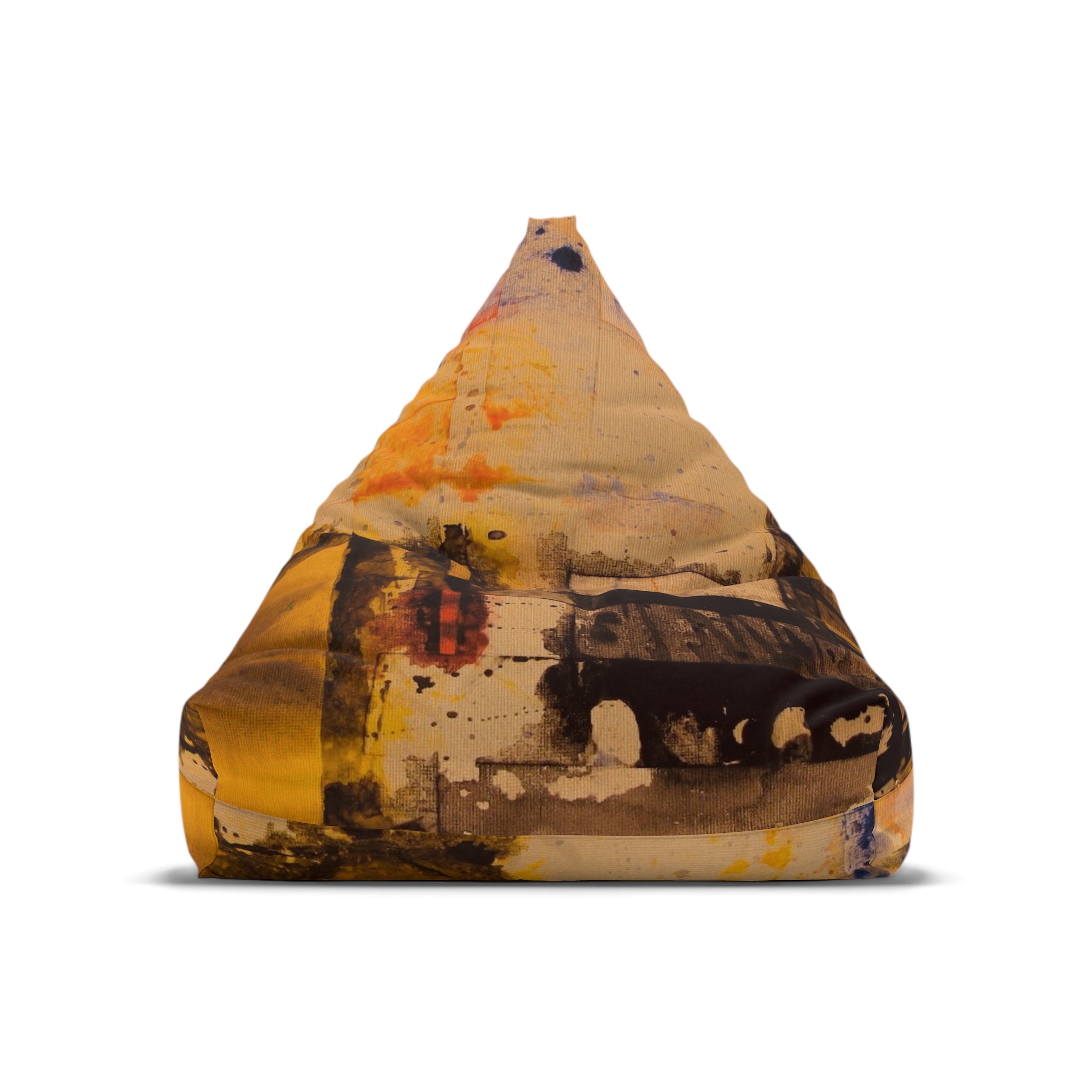 "Dance in the Rain" Abstract Yellow Ink Art Bean Bag Cover — Modern Boho Room Accent