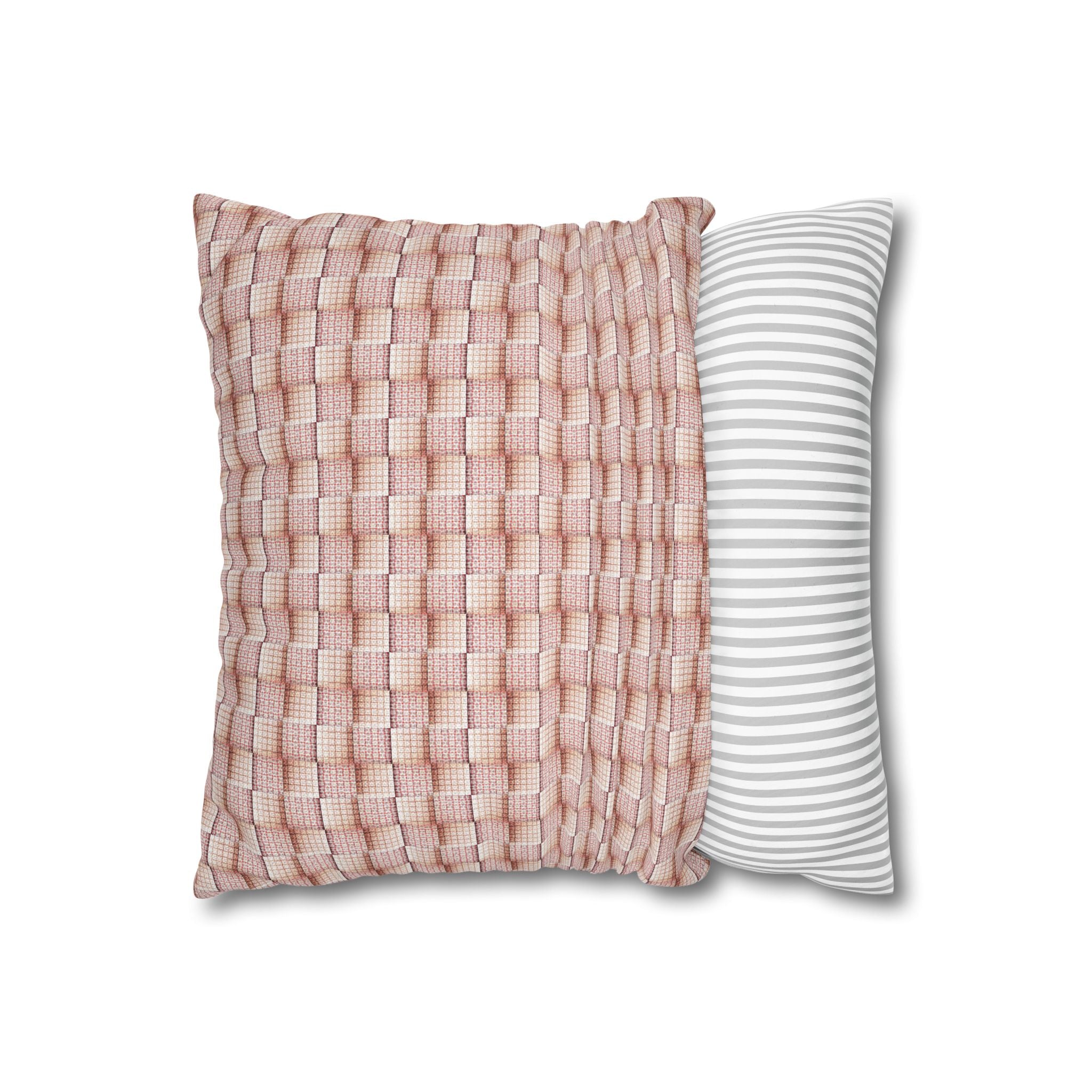 "Grandma Rose" Woven Blush Pink Decorative Pillowcase — Pink Textured Square Cushion Cover