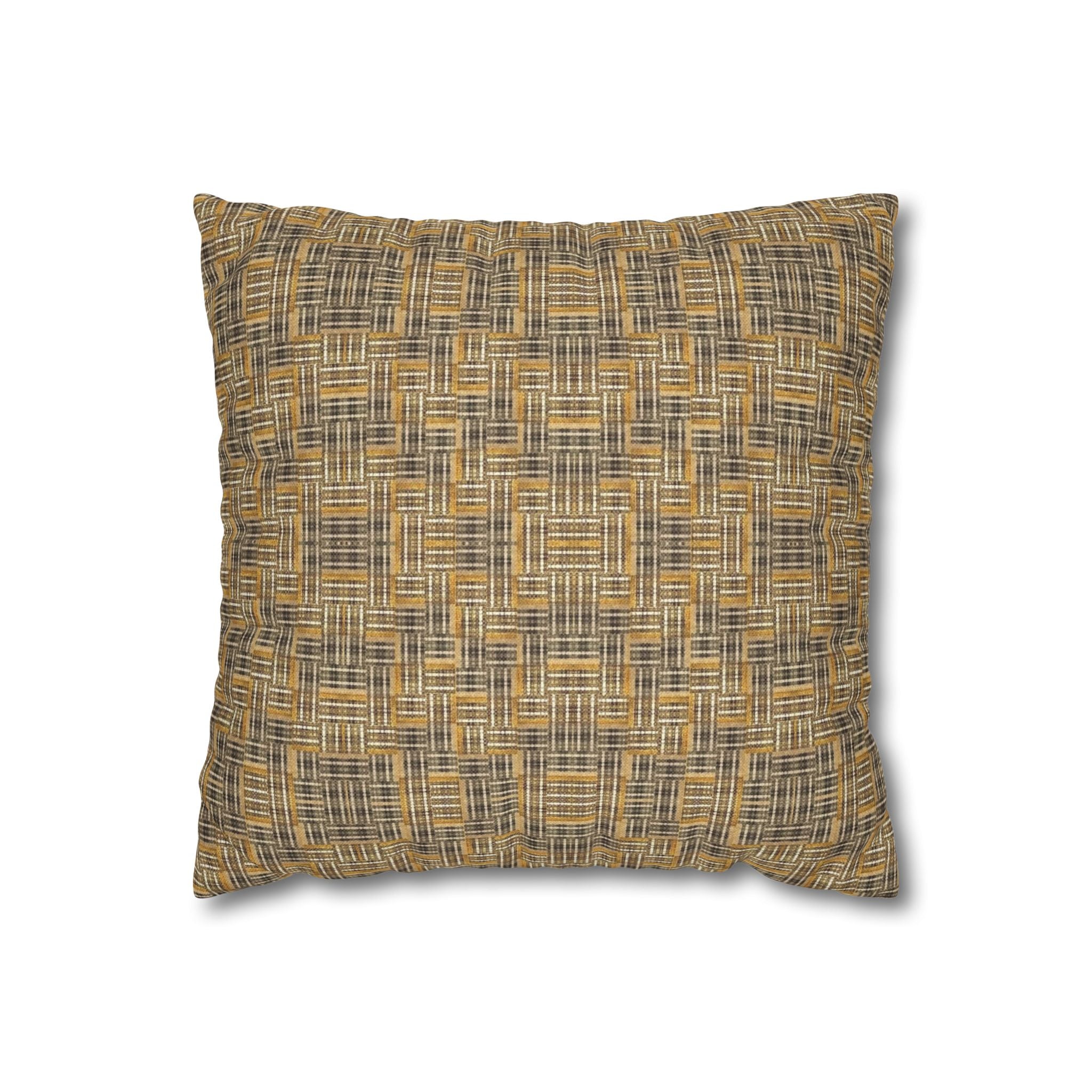 "All Things Fall Apart" Brown, Bronze, and Green Woven Textile Rustic Decorative Pillowcase