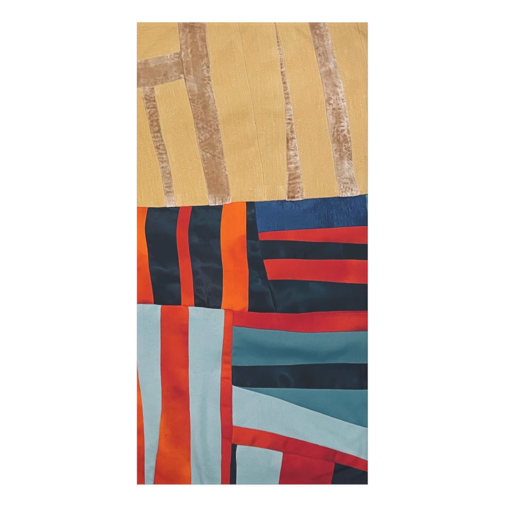 "Hannah and Samuel" Abstract Geometric Cotton Towel — Colorblock Mink-Cotton Beach & Bath Towel