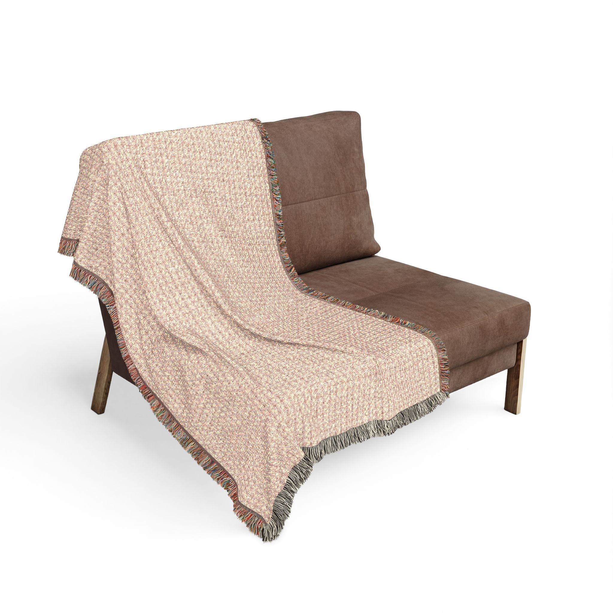 "Grandma Rose" Woven Blanket — Reversible Pink Blush & Charcoal Plaid Throw, Cozy Home Decor Gift