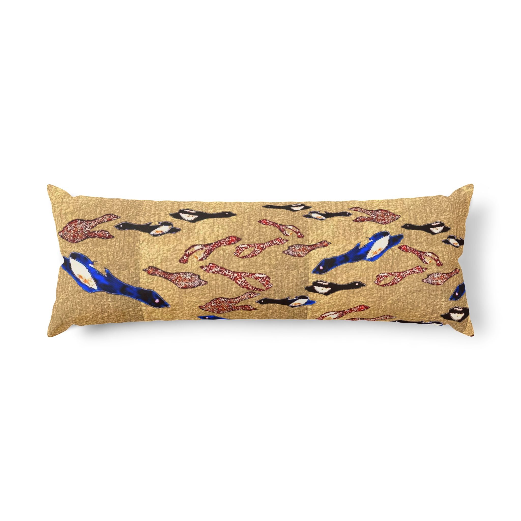 "Fly Me to the Moon" Beautiful Textile Birdies Pattern Body Pillow — Oceanic Sea Life Decorative Lumbar Pillow