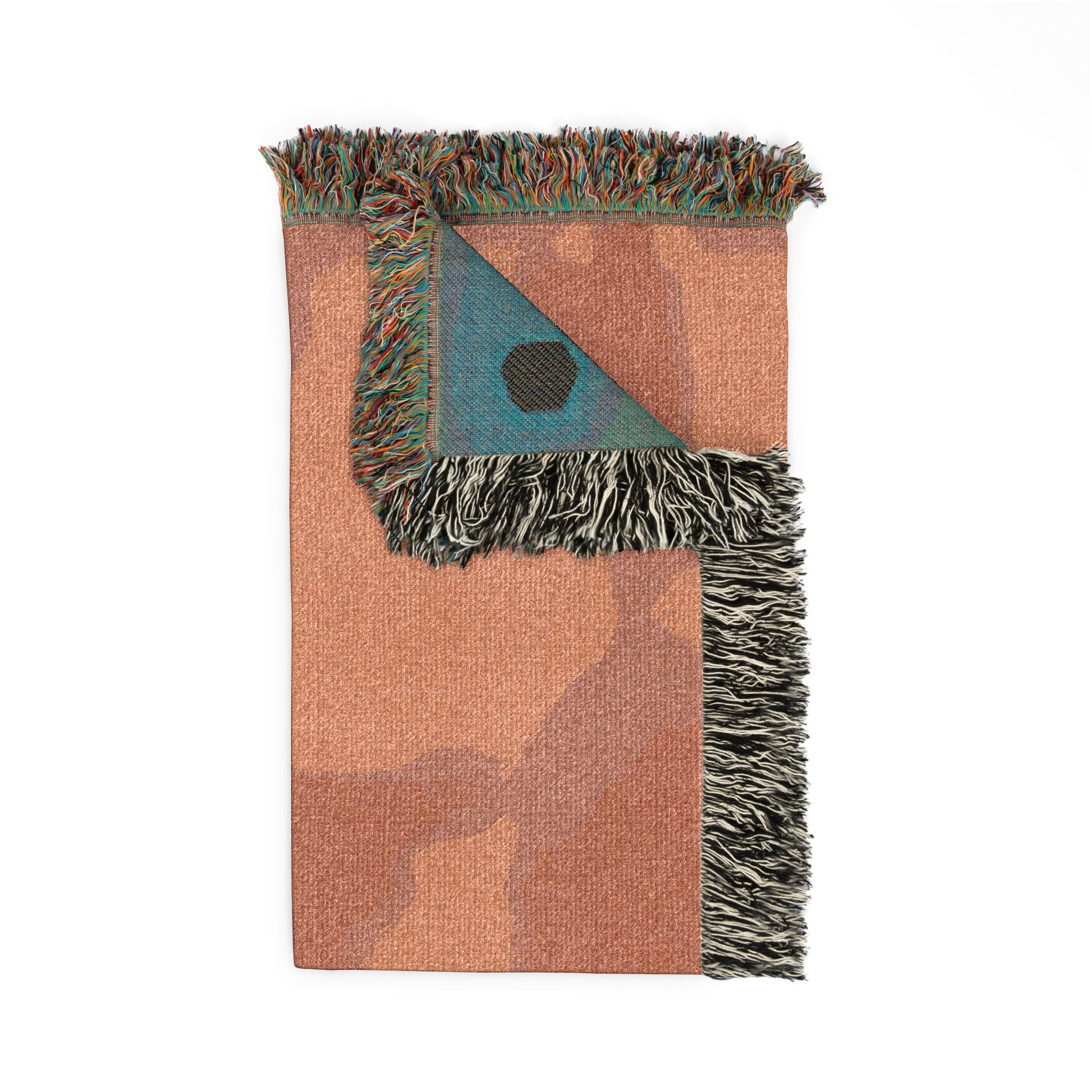 "The Skies Will Break For You, My Friend" Abstract Sunset Woven Blanket — Earth & Ocean Tones Cozy Throw
