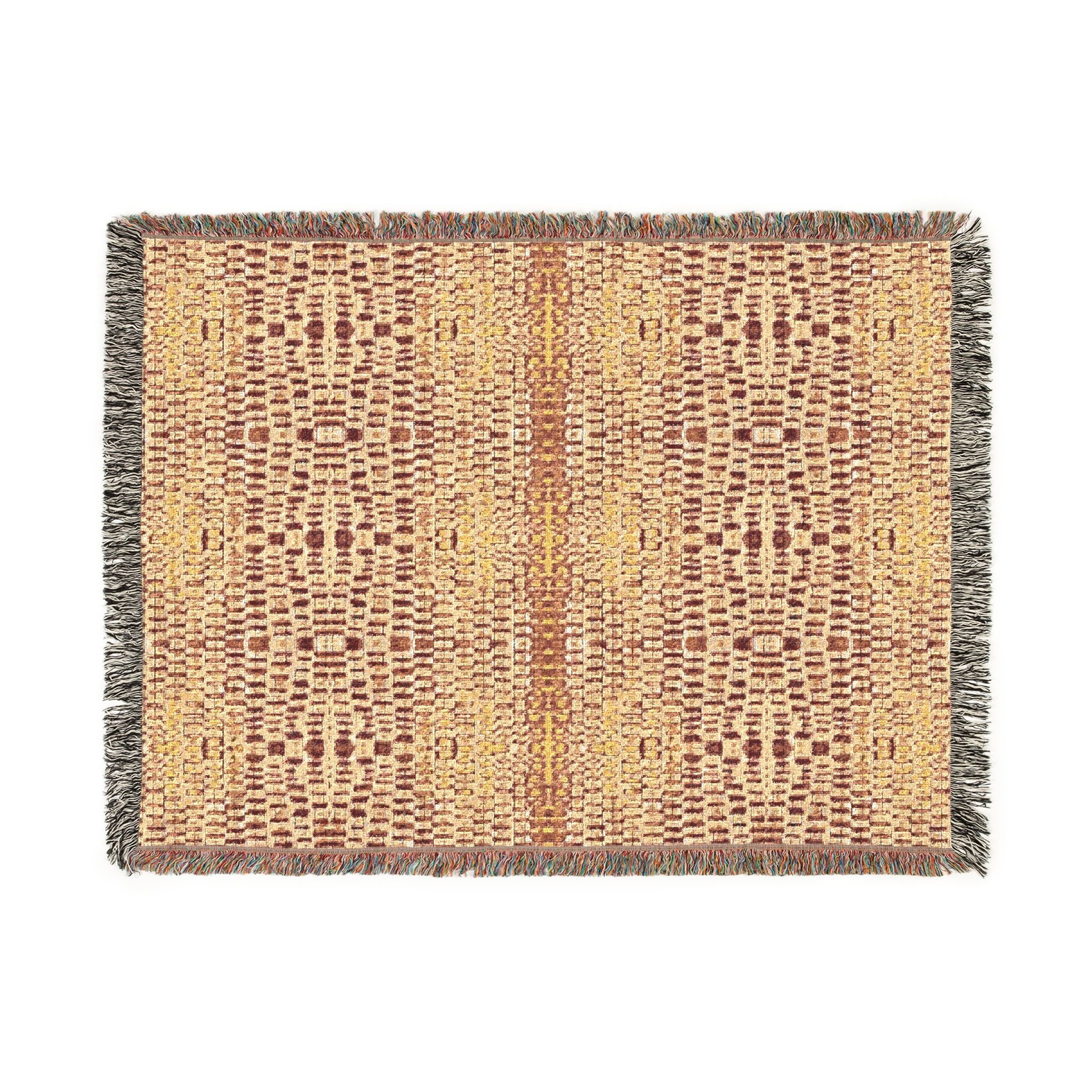 "Queen Mother" Woven Blanket — Warm Rustic Bronze and Gold Throw for Living Room & Cabin Decor