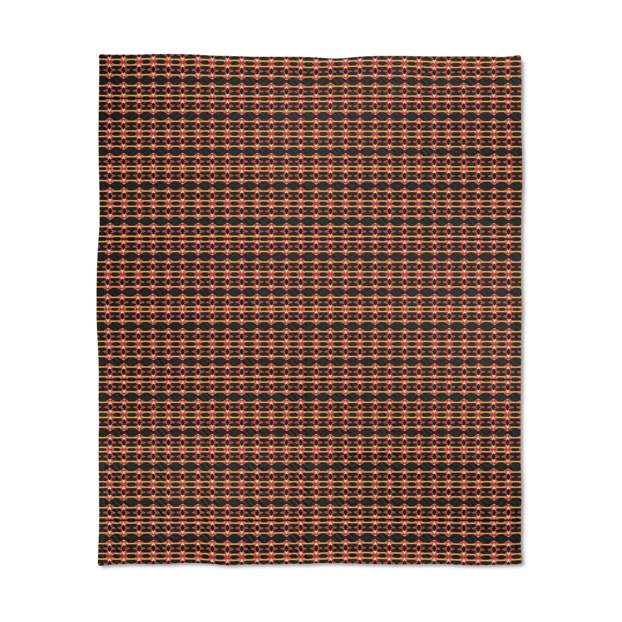 "Native America Now" Quilted Throw - Red, Pink, Brown, Orange, Black Textile Comforting Blanket