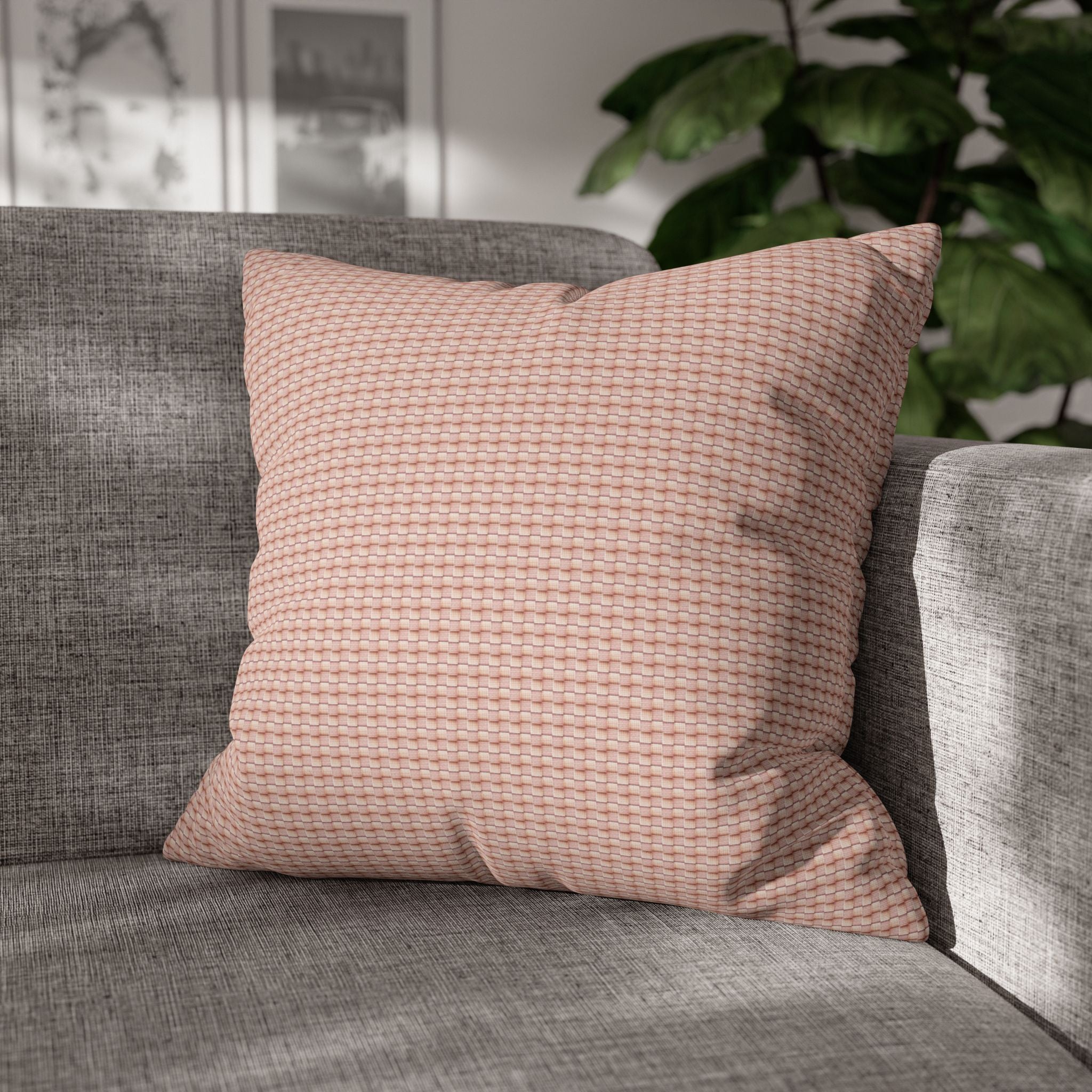 "Grandma Rose" Blush Waffle Knit Faux Suede Square Pillowcase