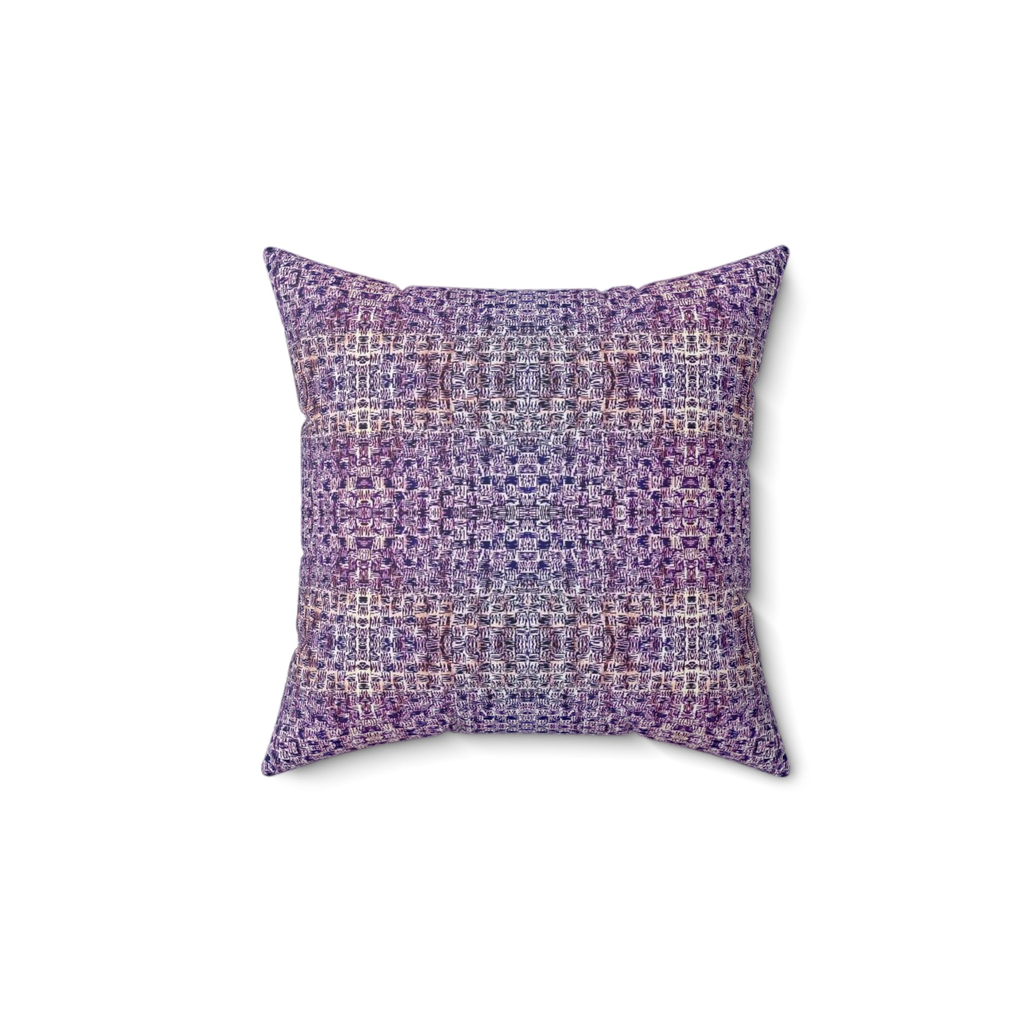 "Pauline, My Love" Purple and Blue Mosaic Decorative Pillow - Boho Geometric Accent Cushion