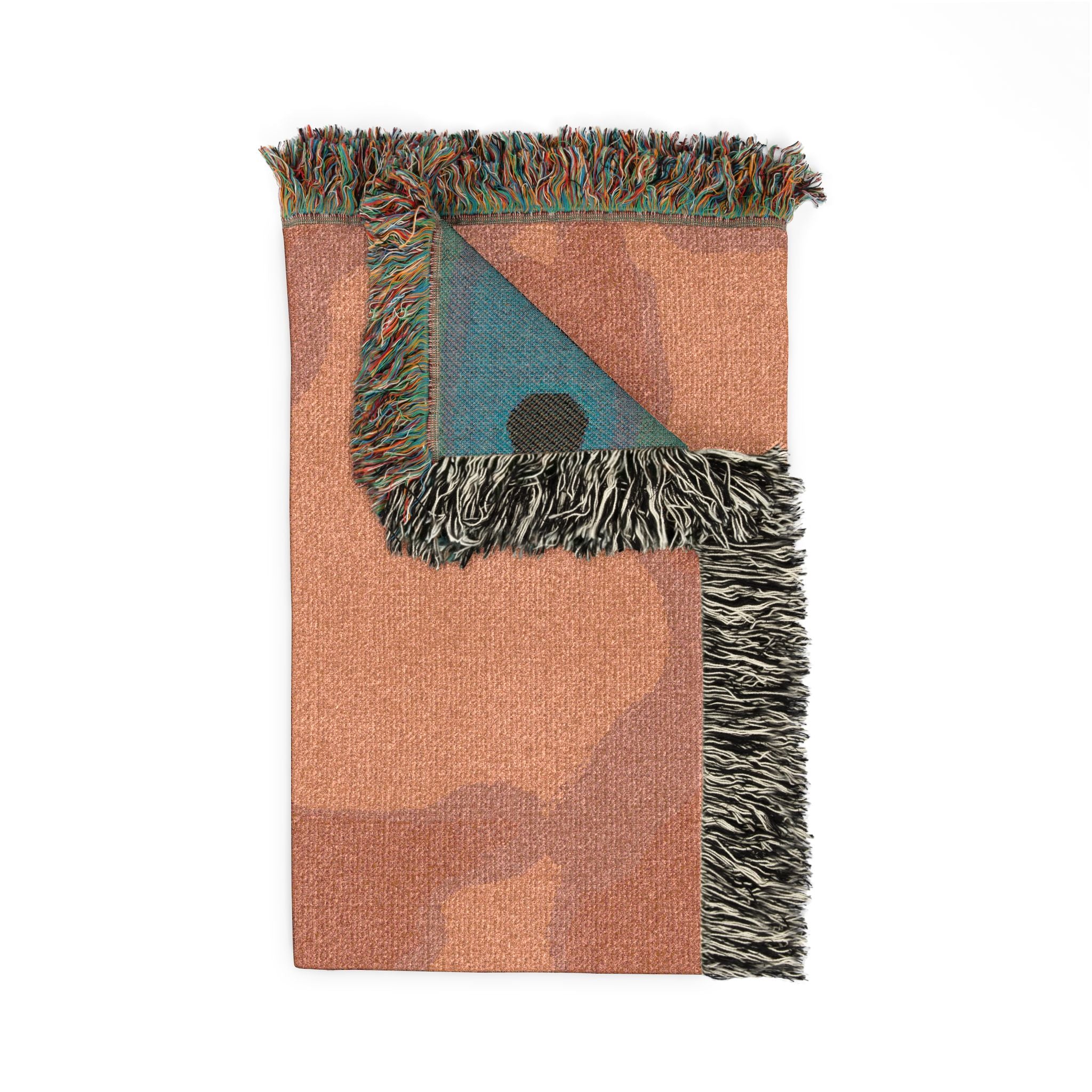 "The Skies Will Break For You, My Friend" Abstract Sunset Woven Blanket — Earth & Ocean Tones Cozy Throw
