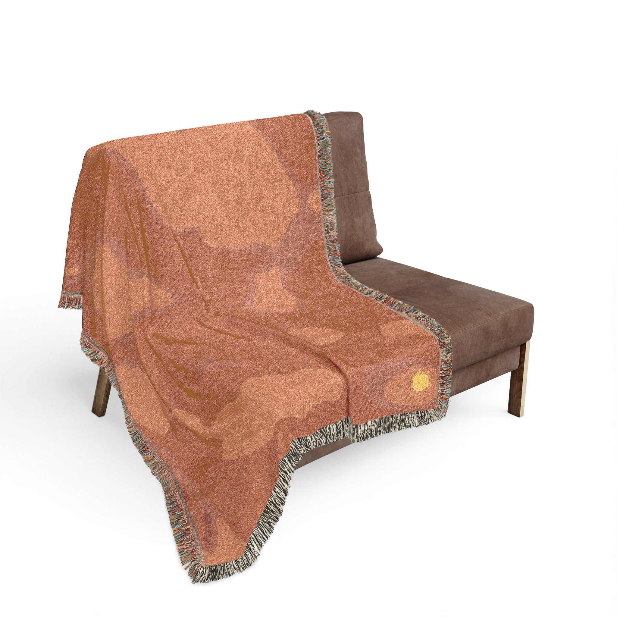 "The Skies Will Break For You, My Friend" Abstract Sunset Woven Blanket — Earth & Ocean Tones Cozy Throw