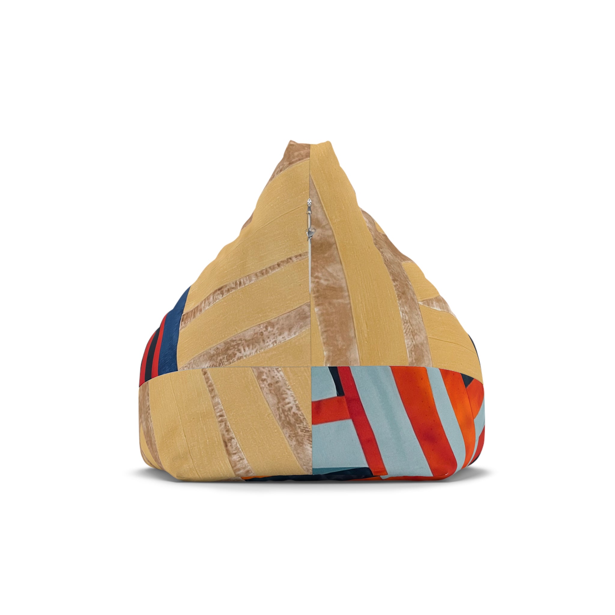 "Hannah and Samuel" Quilt Block Abstract Geo Stripe Bean Bag Cover — Modern Colorblock Lounge Slipcover