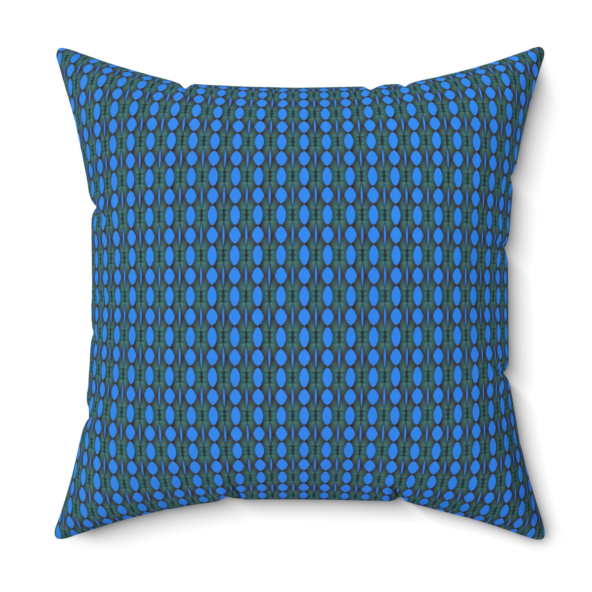 "Where Are We Going?" Blue Geometric Dot Pattern Pillow - Modern Decorative Square Throw Cushion