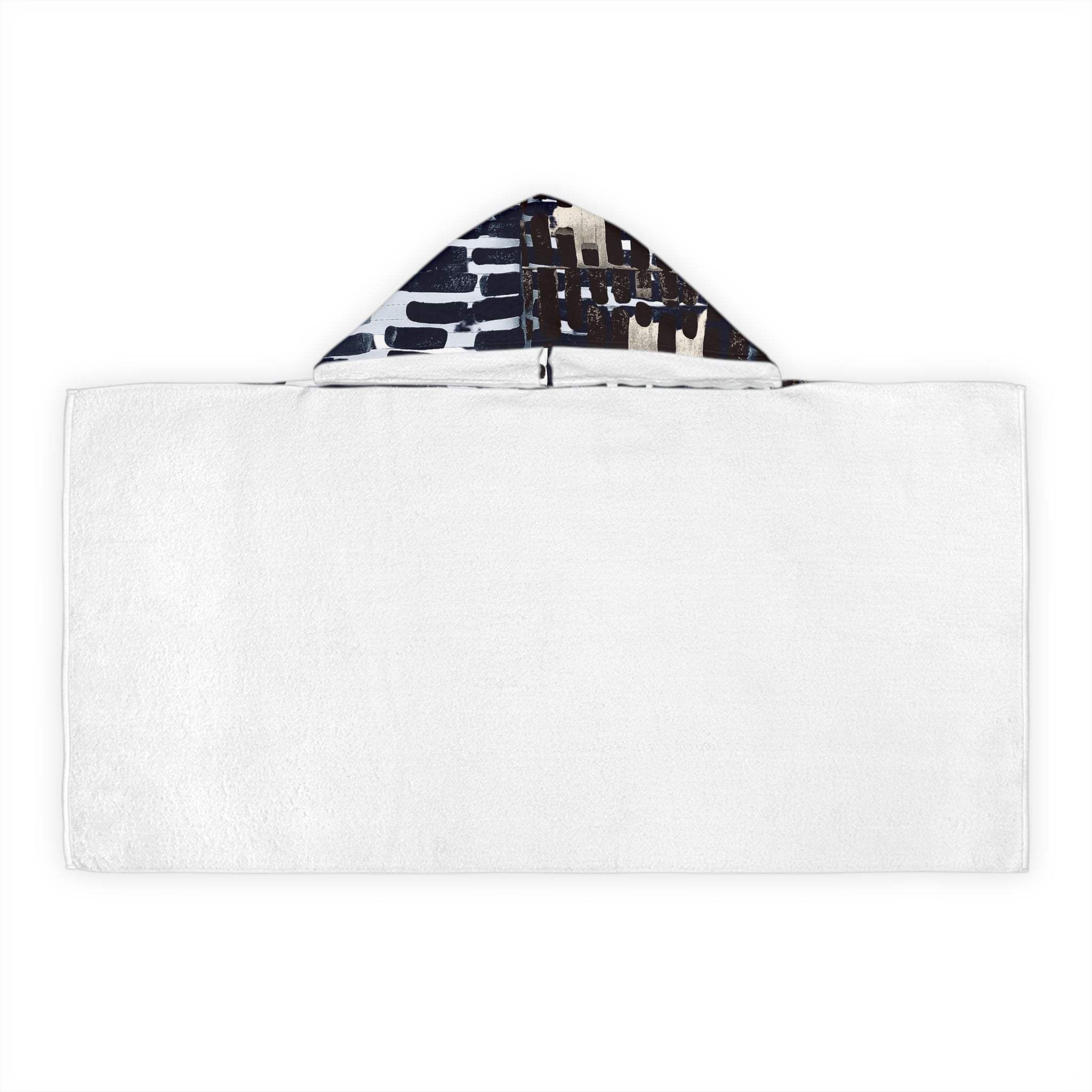 "Only My Notebook Knows How I Feel, My Heart Is On Every Page" Hooded Towel – Navy Brushstroke Pattern for Kids