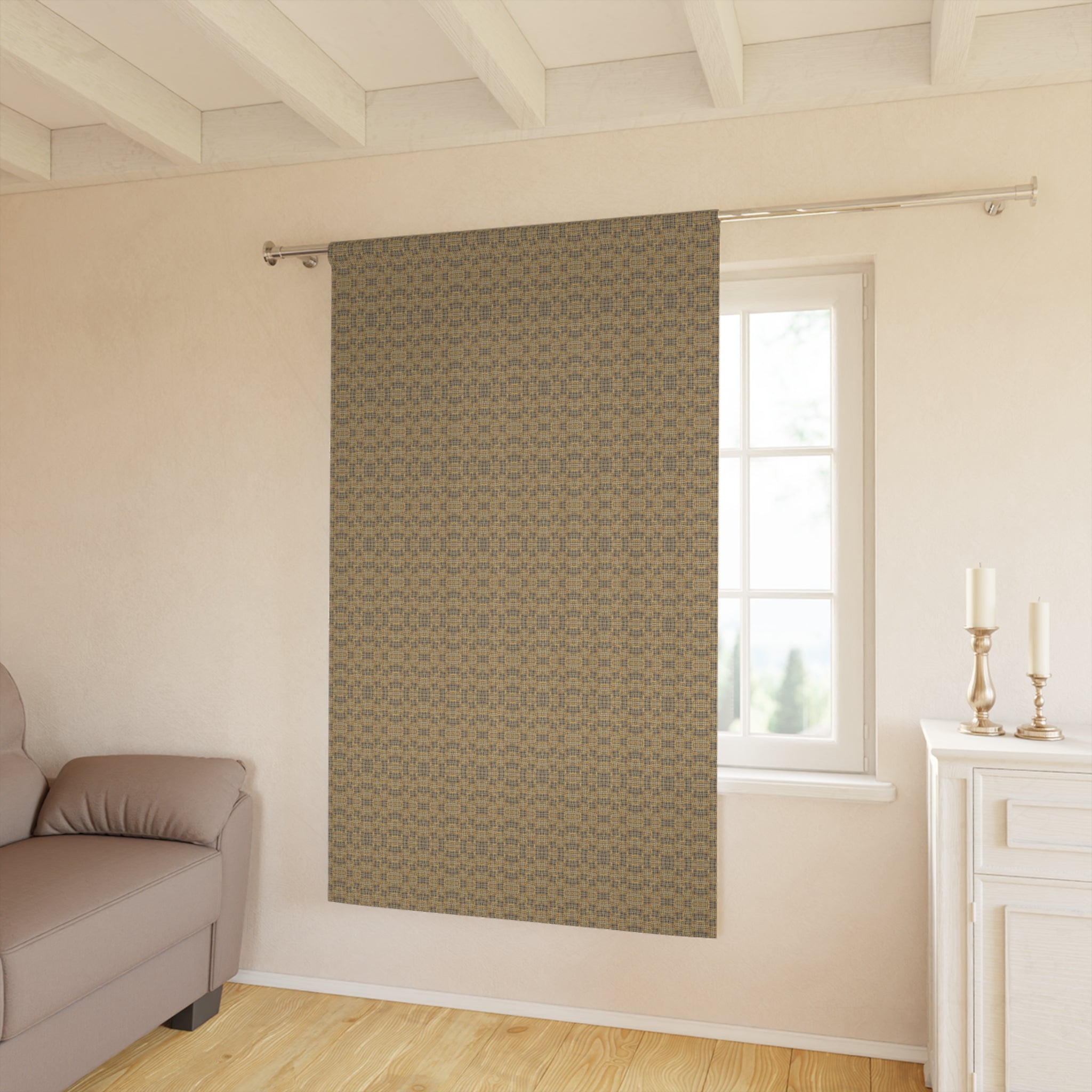 "All Things Fall Apart" Curtain Panel — Vintage Woven Geometric Drapery