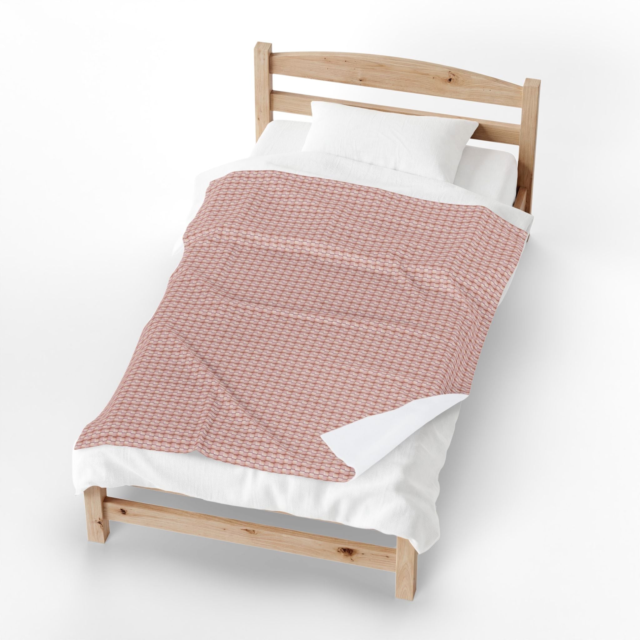 "Grandma Rose" Pink Blush Waffle Checkered Velveteen Plush Blanket — Soft Cozy Throw for a Posh Home & Nursery