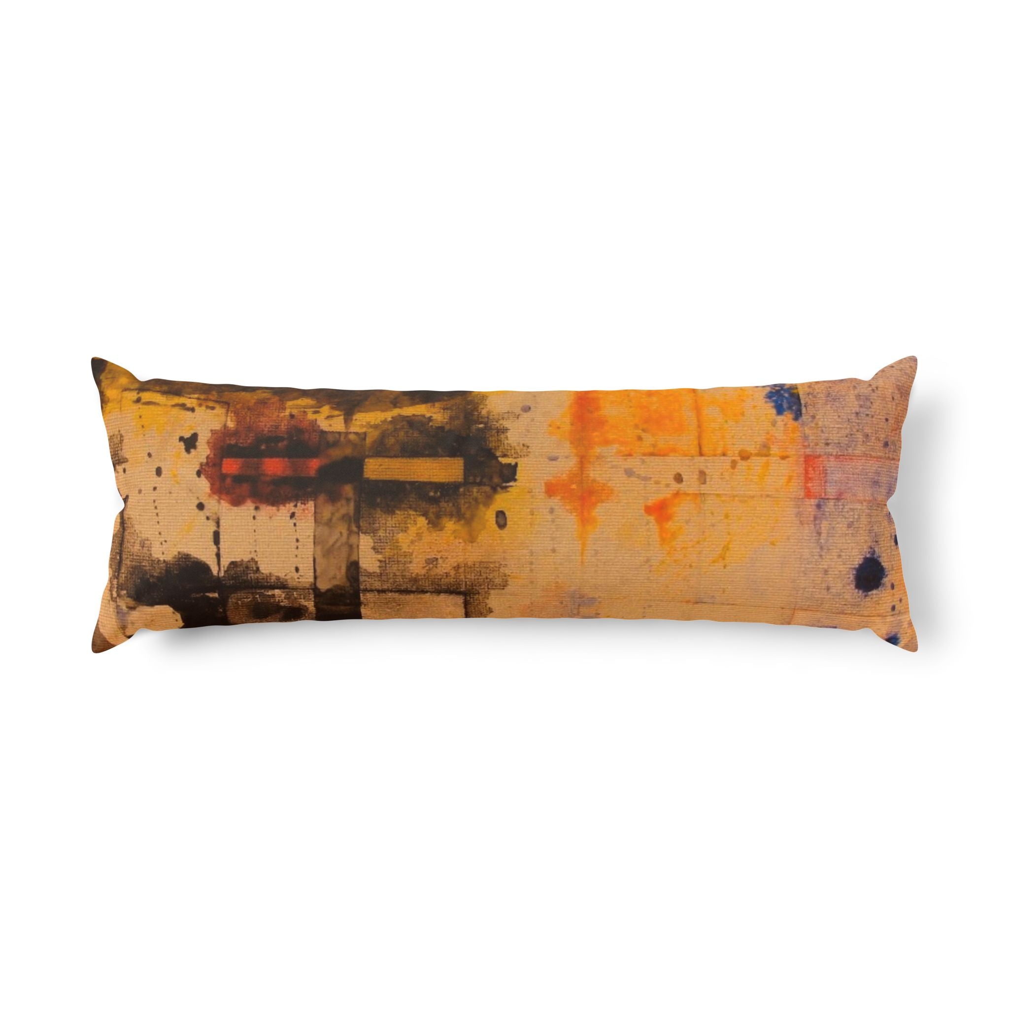 "Dance in the Rain" Abstract Sunset Body Pillow – Warm Orange Modern Decorative Lumbar Cushion