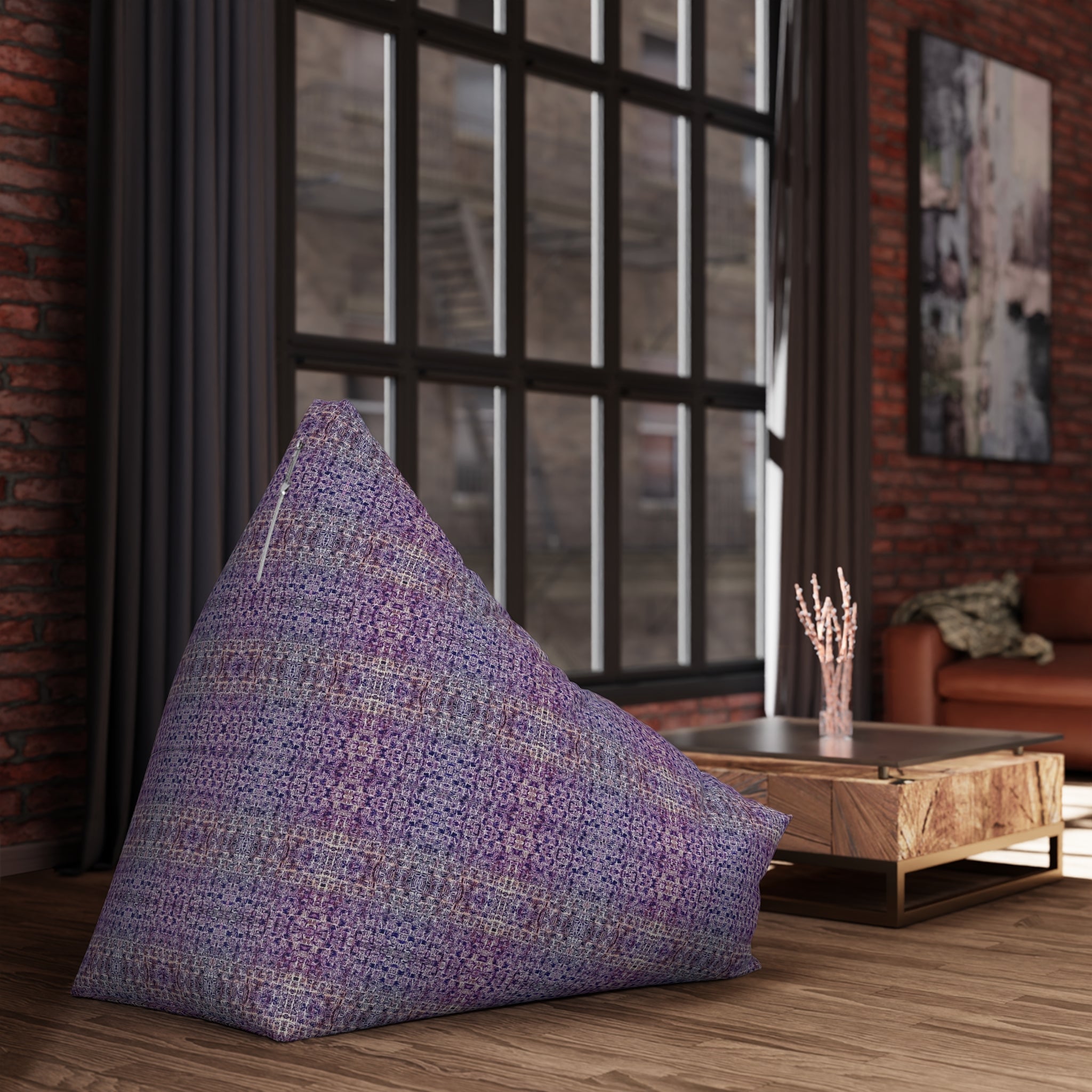 "Pauline, My Love" Boho Purple Woven Texture Bean Bag Cover – Cozy Accent Slipcover for Living Room & Kids’ Rooms