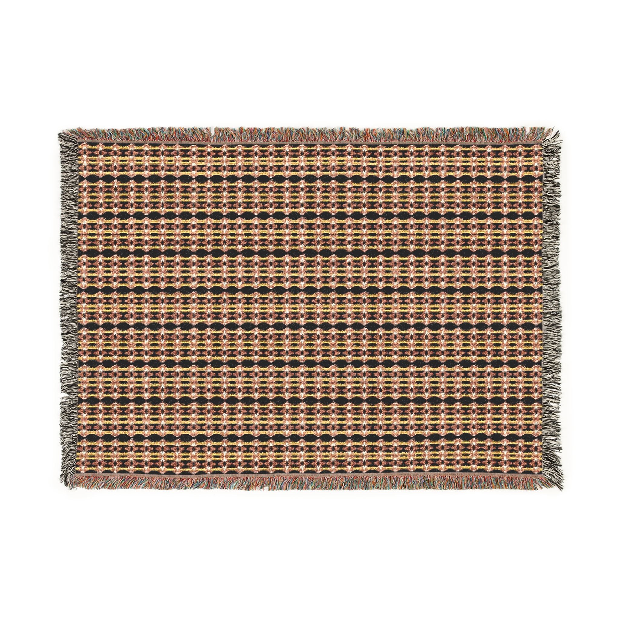 "Native America Now" Striped Woven Blanket — Cozy Boho Throw for Living Room, Vintage Pastel & Teal Accent