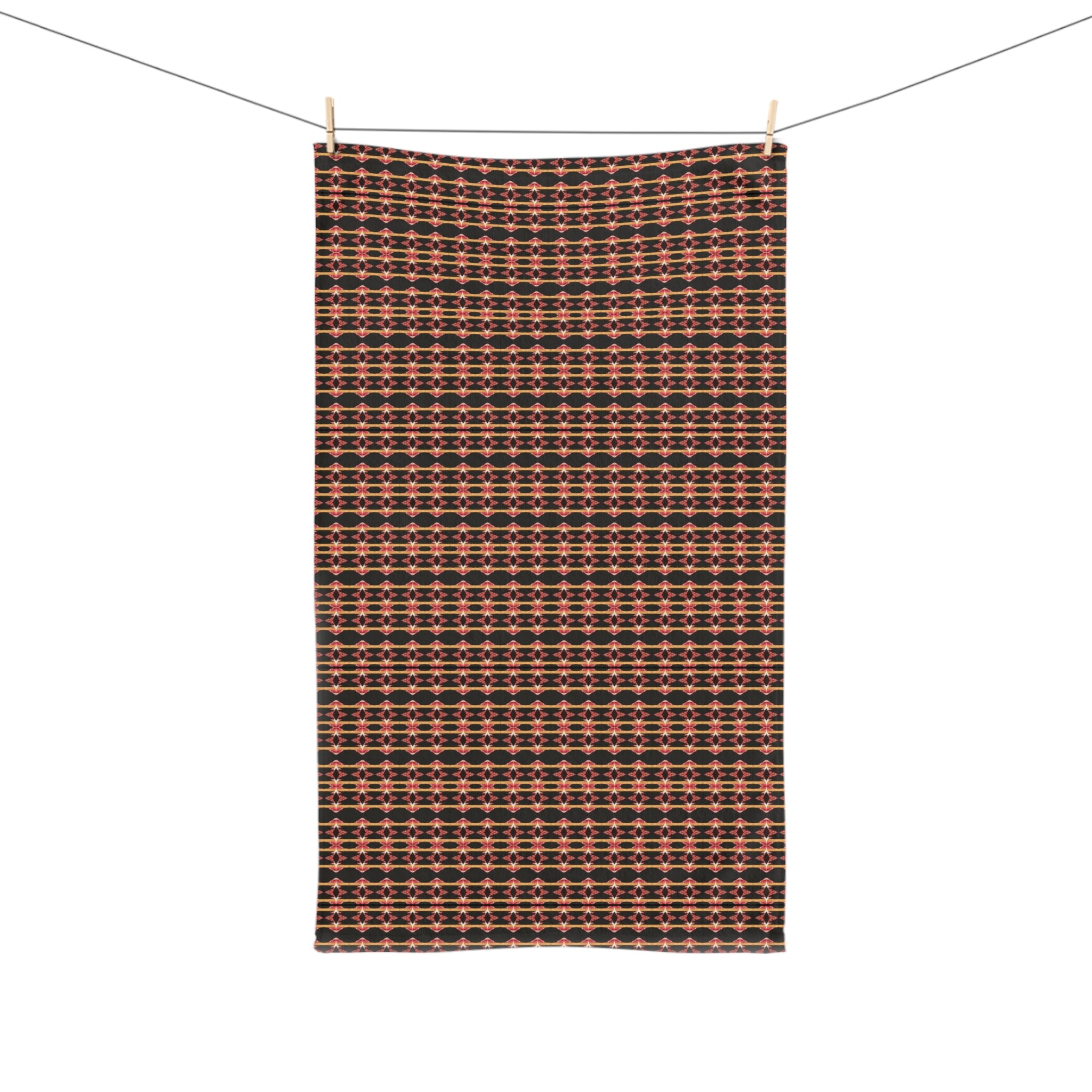 "Native America Now" Copper Plaid Hand Towel - Rustic Geometric Kitchen & Bath Accent