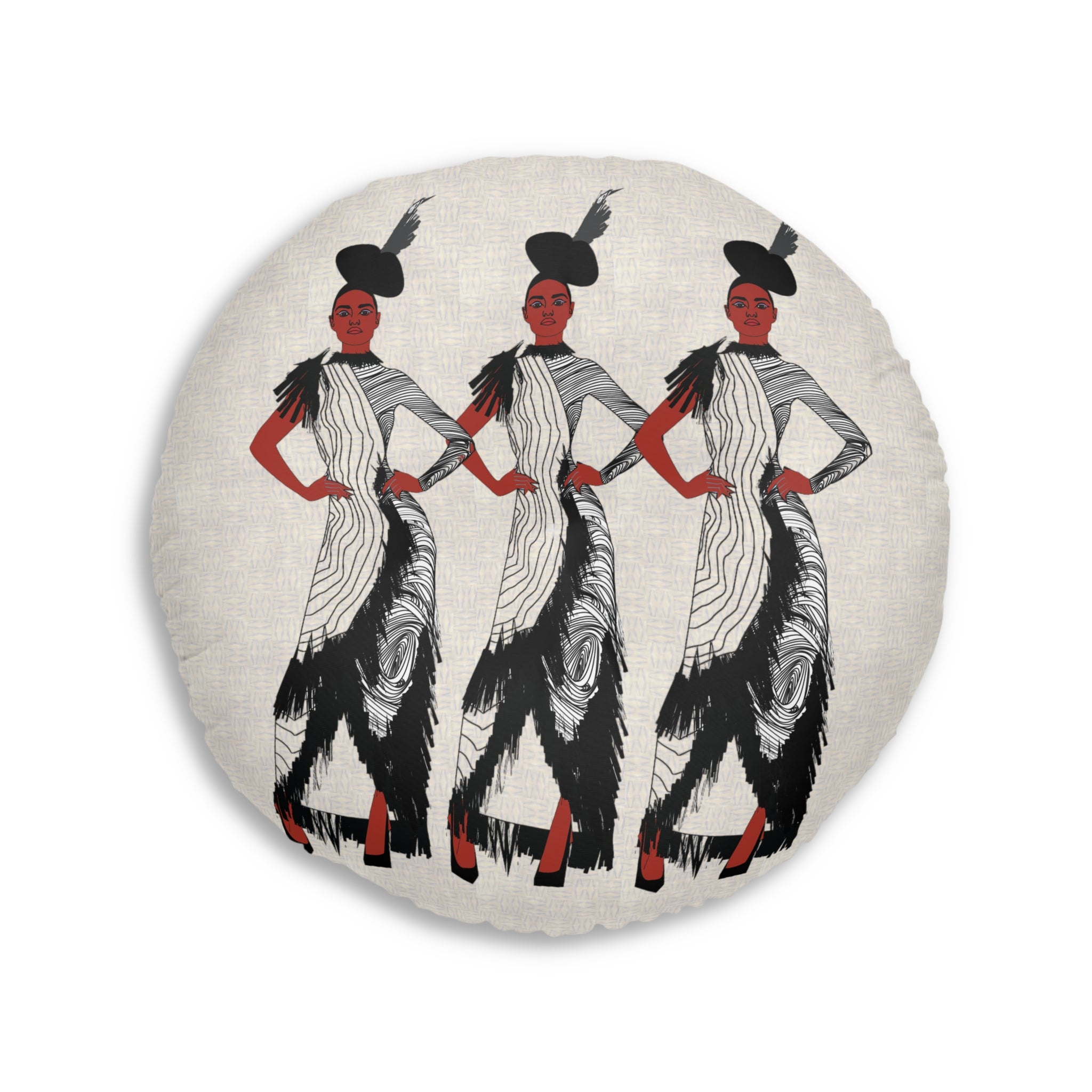 "Fierce Honey" Art Deco Flapper Trio Round Floor Pillow