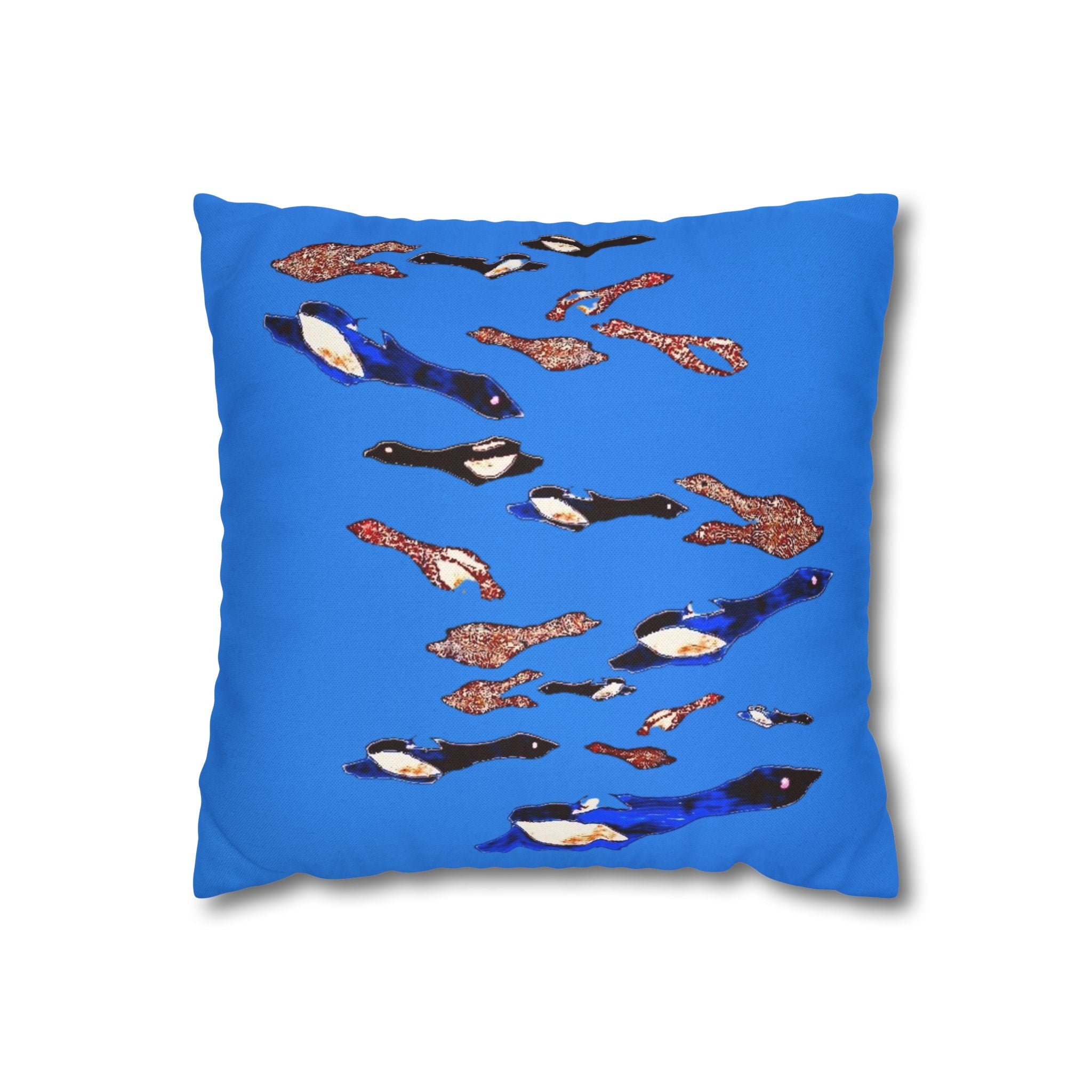 "Fly Me to the Moon" Blue Birds Decorative Pillowcase — Marine Life Throw Pillow Cover
