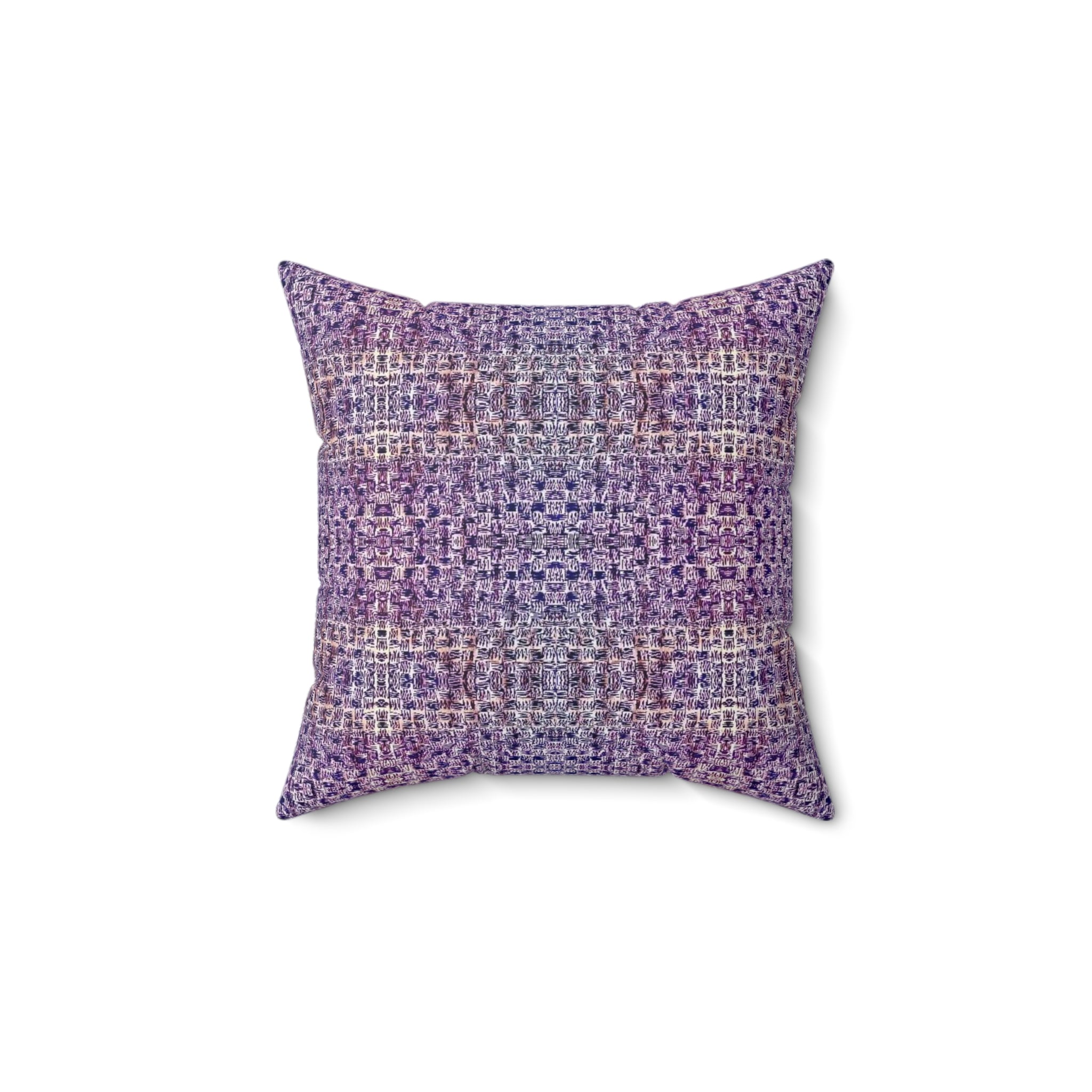 "Pauline, My Love" Purple and Blue Mosaic Decorative Pillow - Boho Geometric Accent Cushion