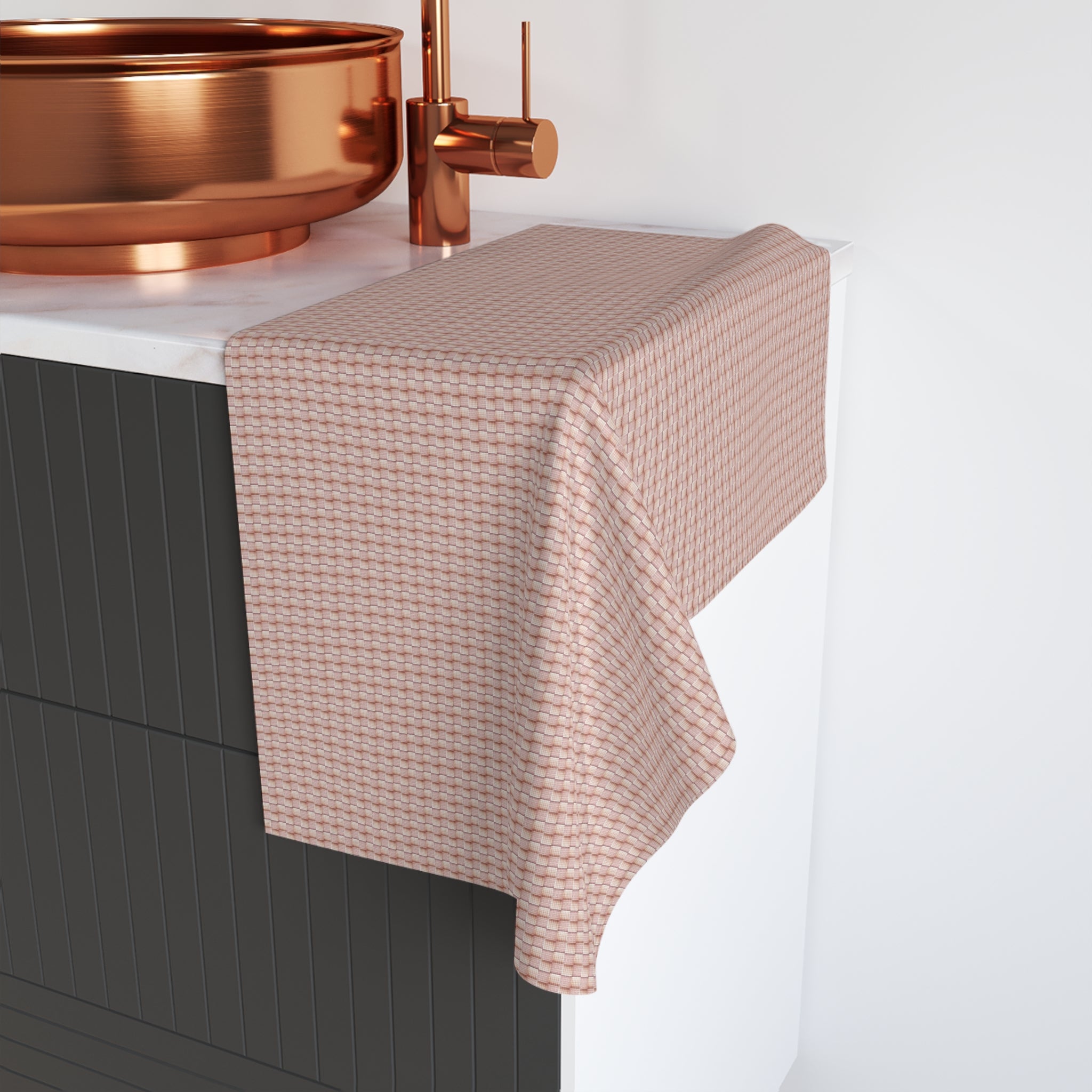 "Grandma Rose" Blush Waffle Hand Towel — Soft Textured Kitchen & Bathroom Accent
