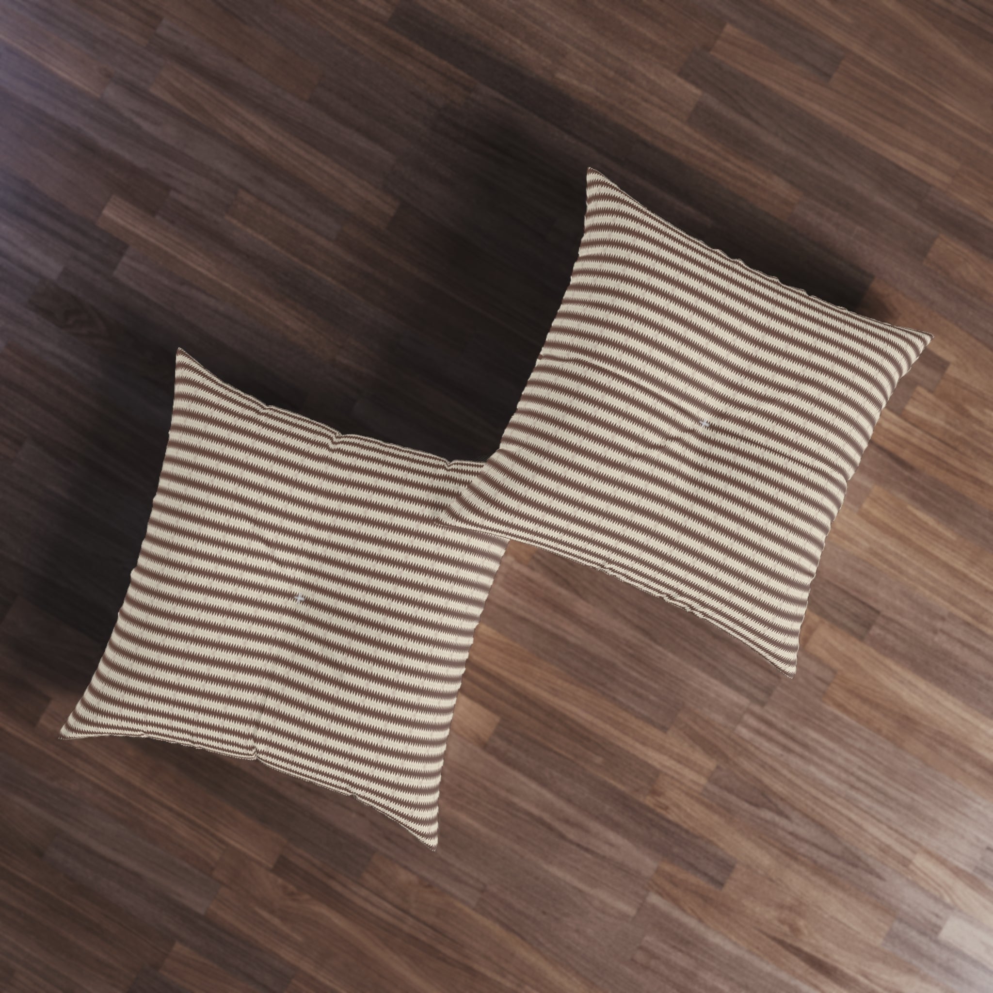 "Mississippi Morning" Striped Tufted Floor Pillow — Neutral Boho Square Cushion