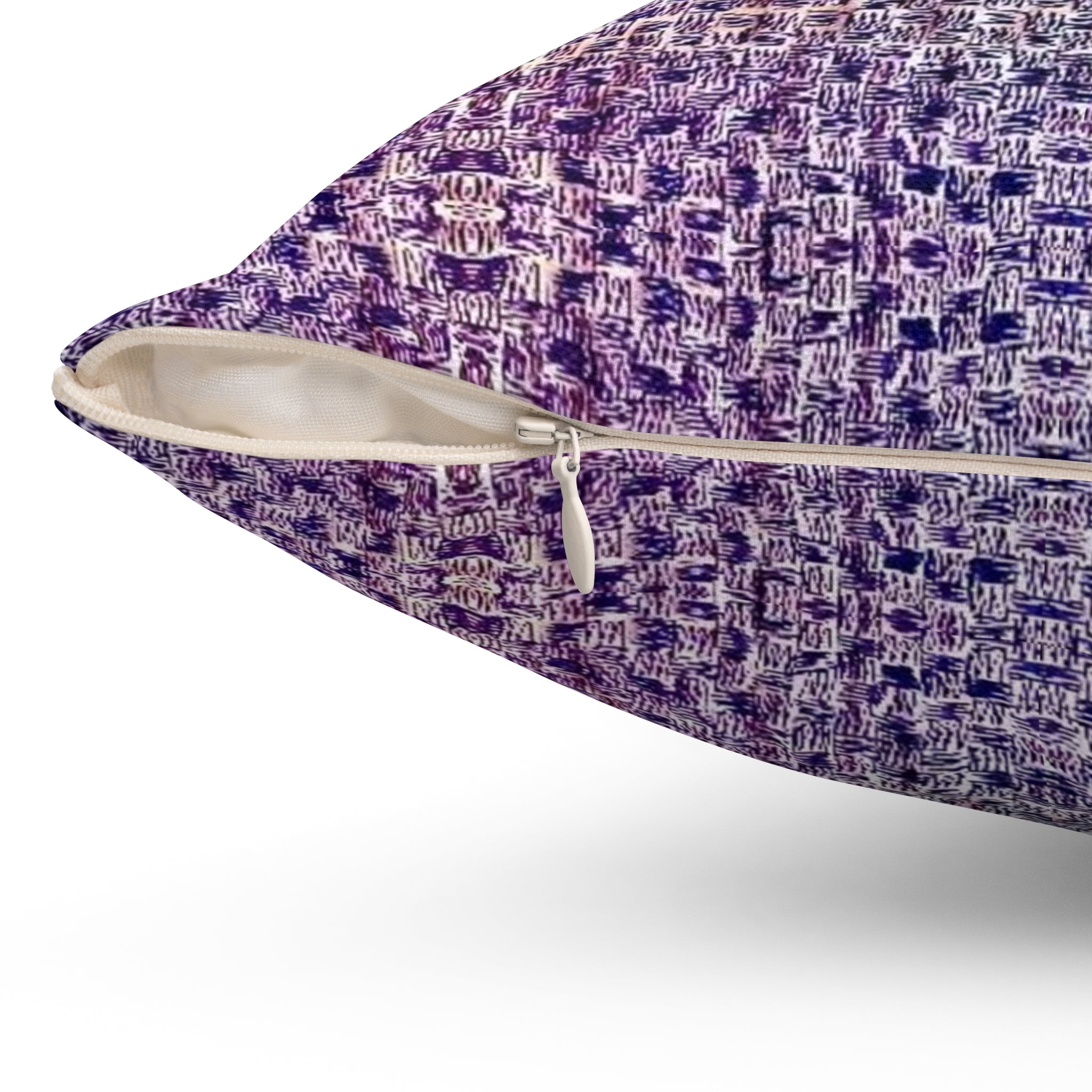 "Pauline, My Love" Purple and Blue Mosaic Decorative Pillow - Boho Geometric Accent Cushion