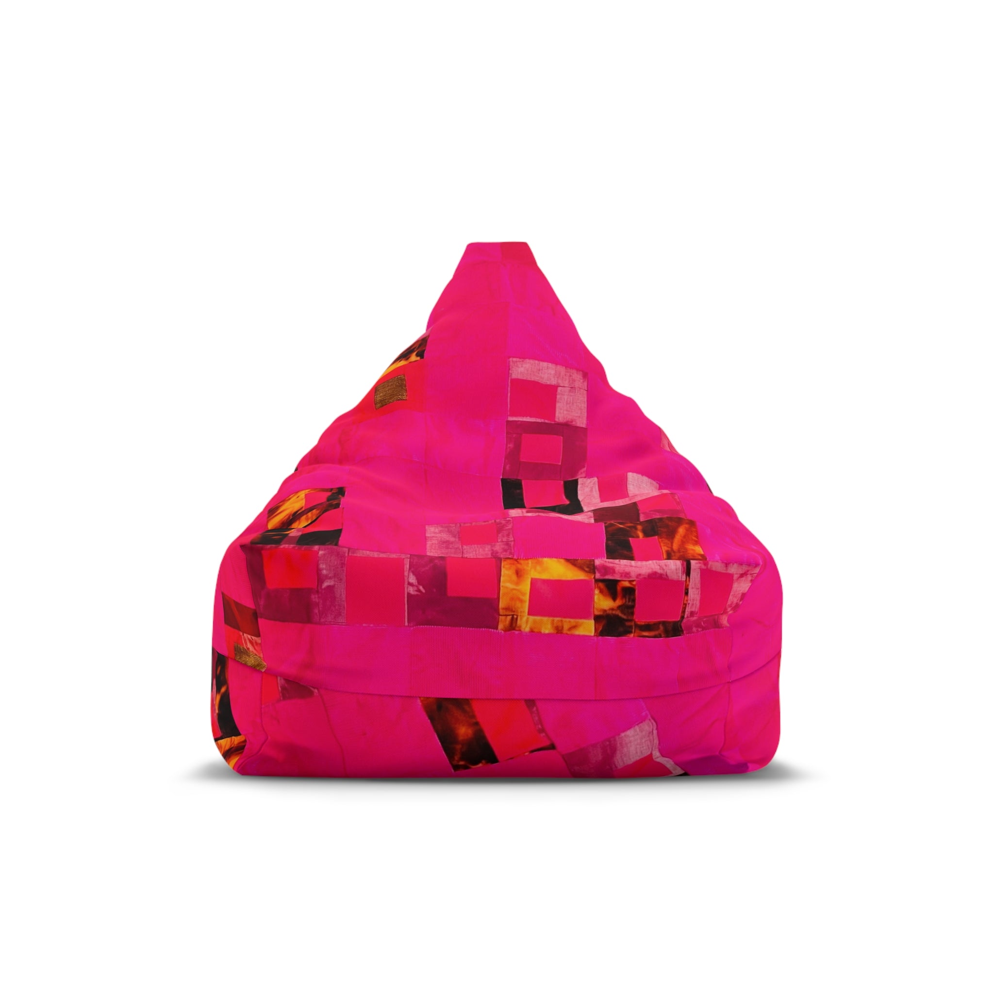 "Lela Lela" Bright Pink Geometric Bean Bag Cover – Modern Abstract Square Pattern