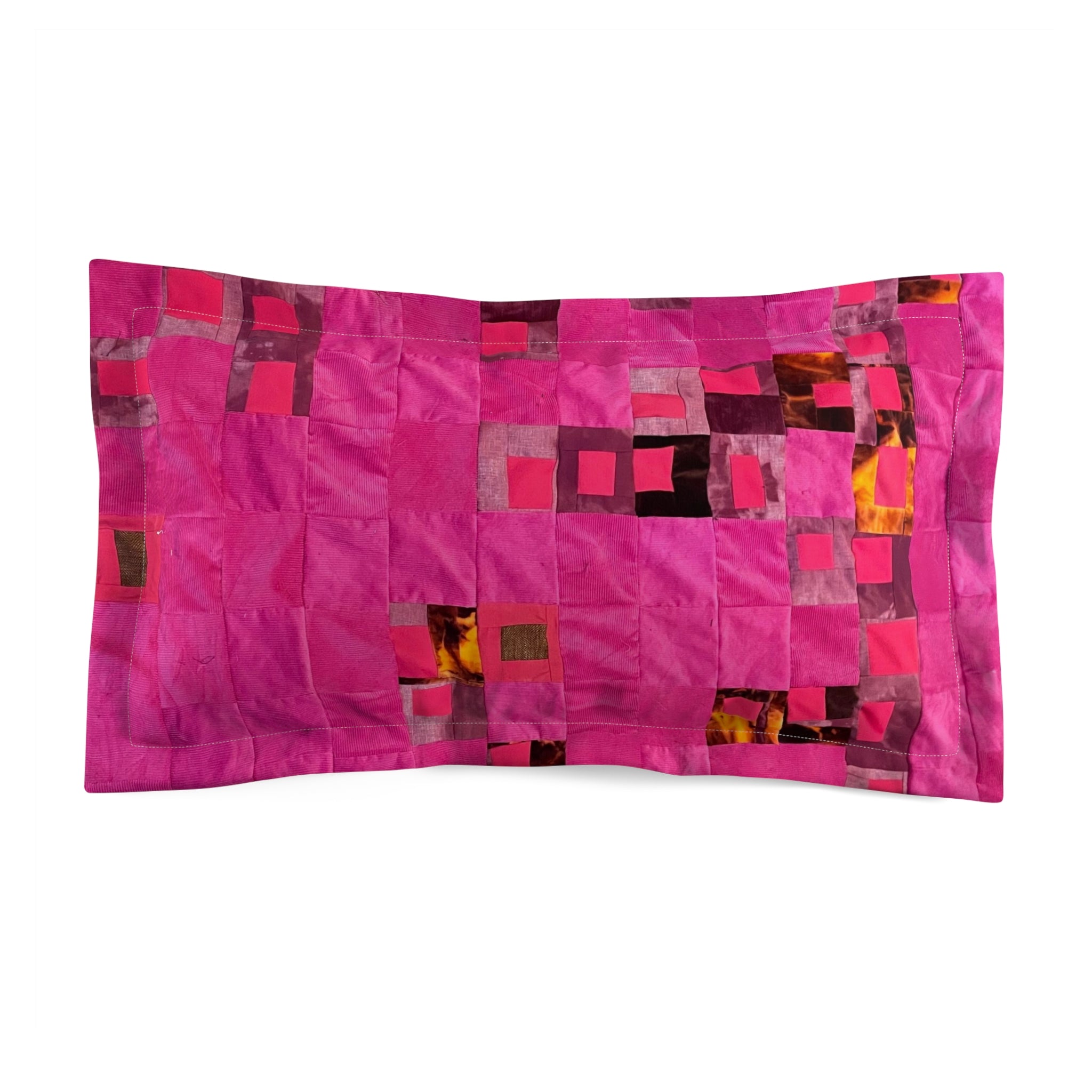 "Lela" Pink Patchwork Microfiber Pillow Sham — Modern Geometric Accent for Bedroom