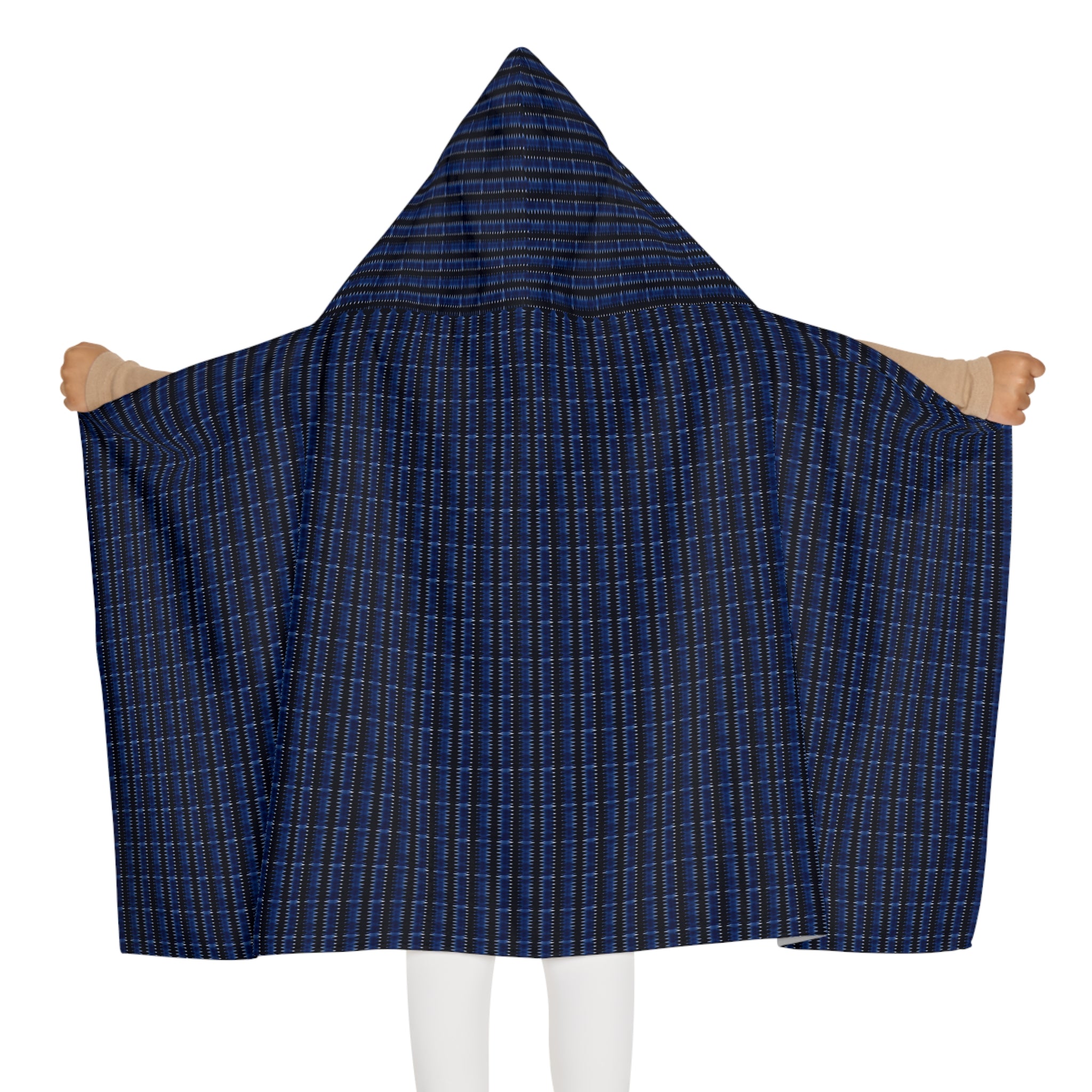"Mississippi Midnight: Lovely Banjo Blues" Black and Navy Blue Plaid Youth Hooded Towel — Kids Swim & Beach Wrap