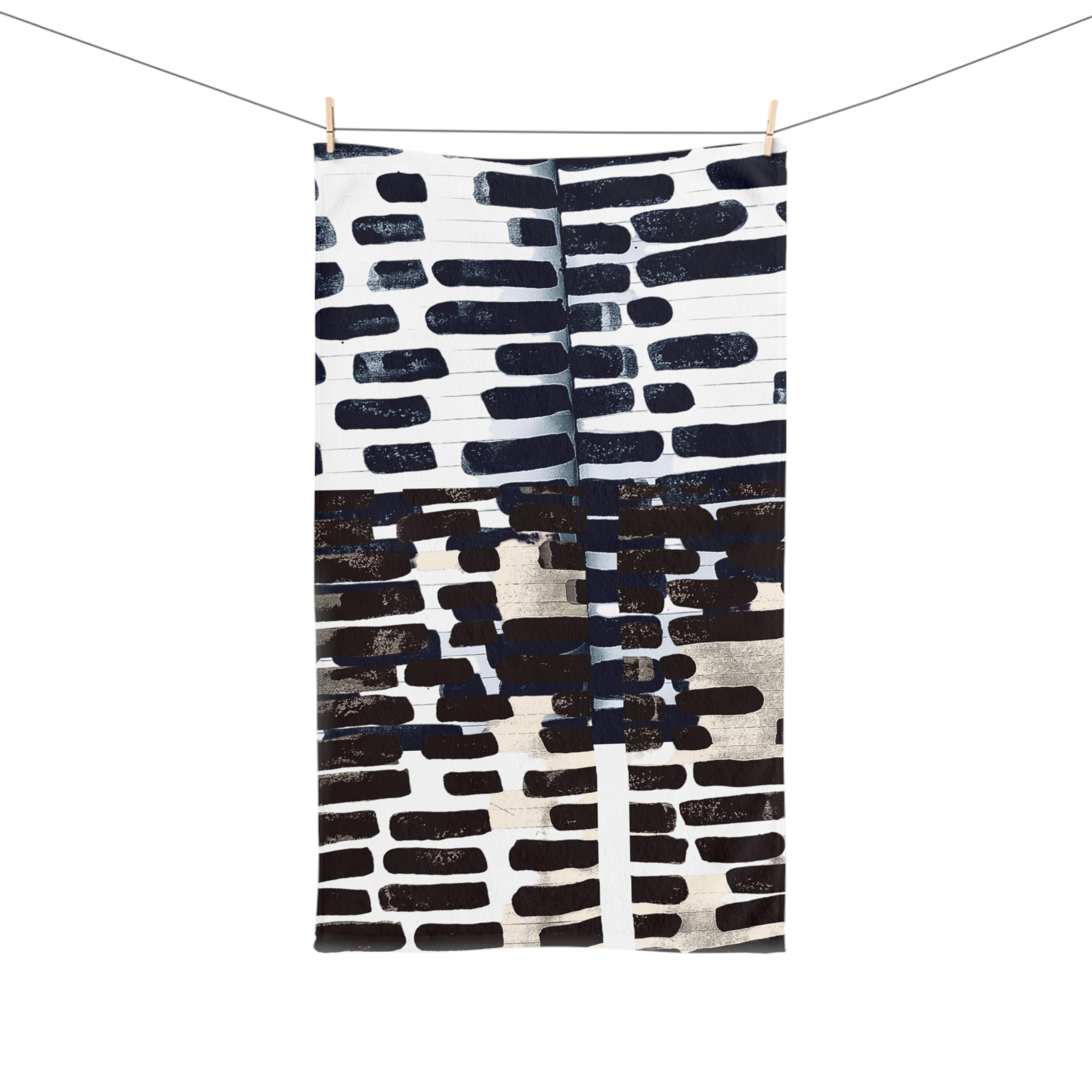 "Only My Notebook Knows How I Feel, My Heart Is On Every Page" Modern Black Brushstroke Hand Towel — Abstract Monochrome Kitchen & Bathroom Accent