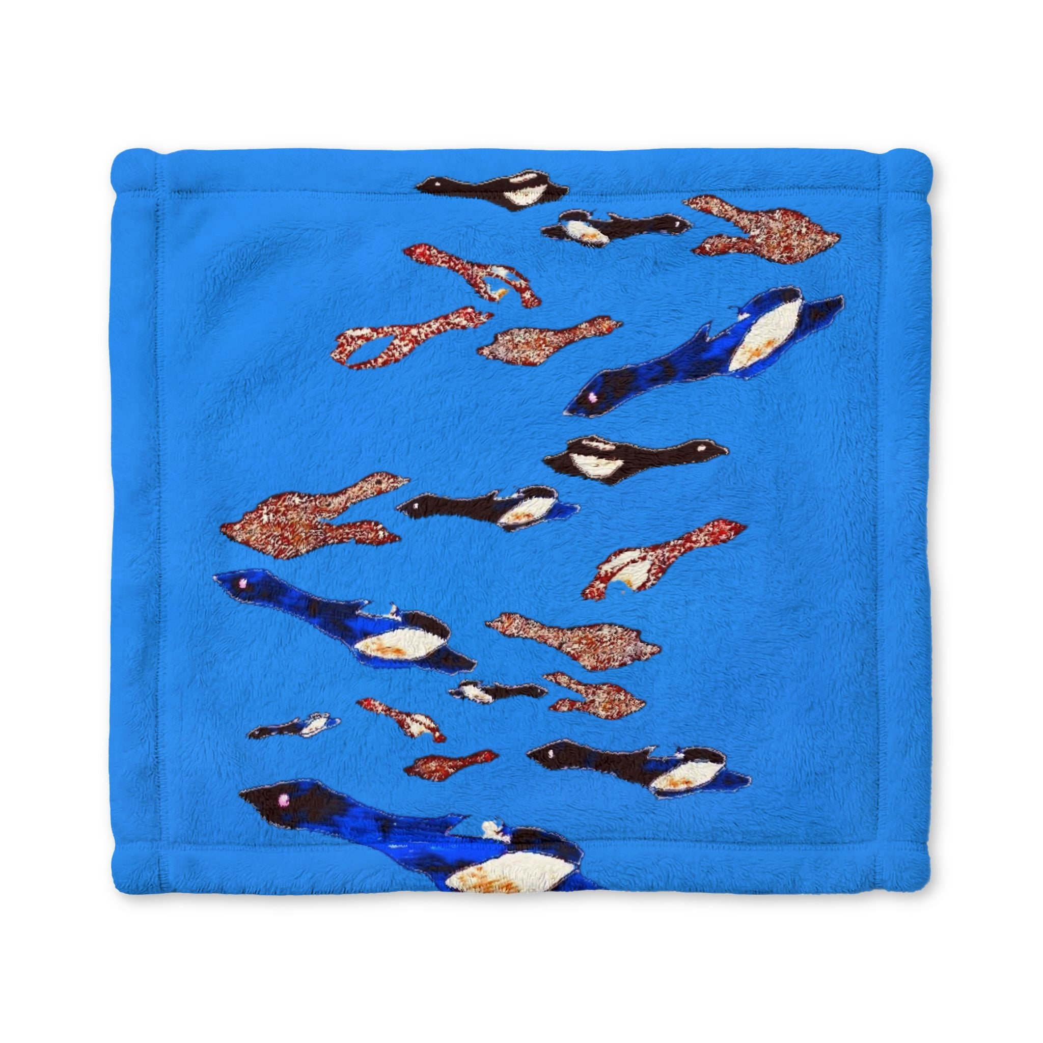 "Fly Me to the Moon" Blue Birdie Minky Baby Lovey Blanket — Soft Plush Security Blanket for Infants & Toddlers