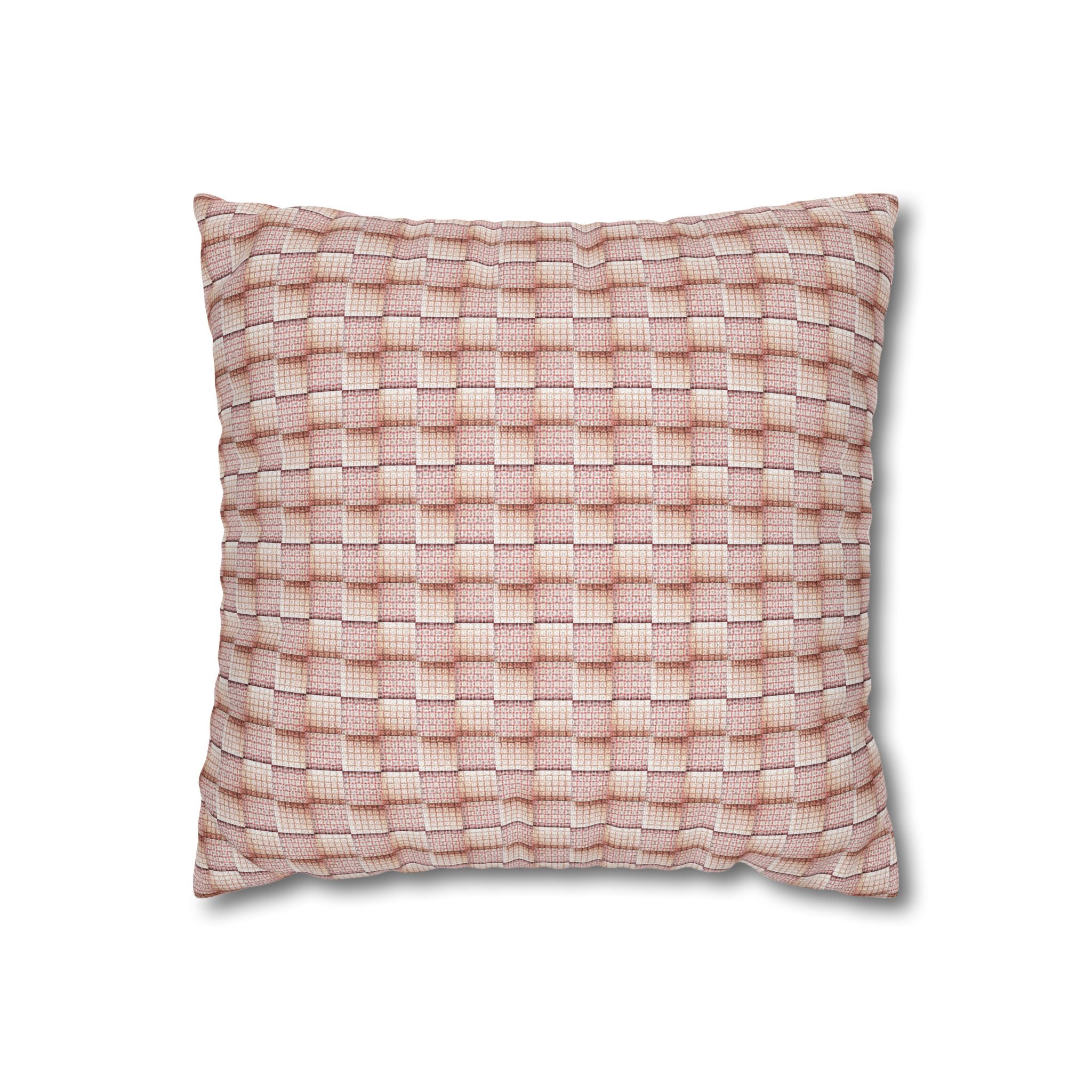 "Grandma Rose" Woven Blush Pink Decorative Pillowcase — Pink Textured Square Cushion Cover