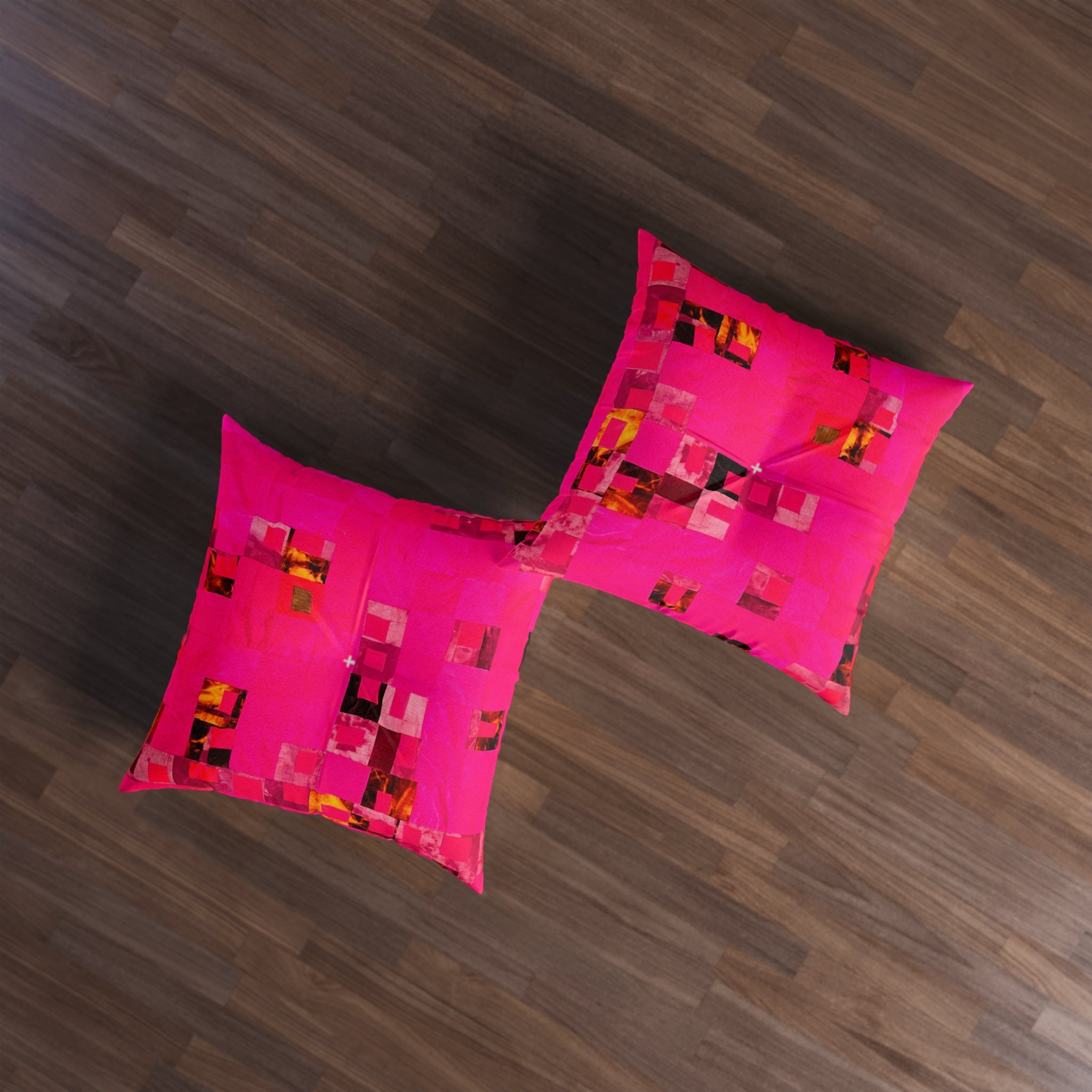 “Lela Lela” Pink Textile Vibrant Tufted Floor Pillow