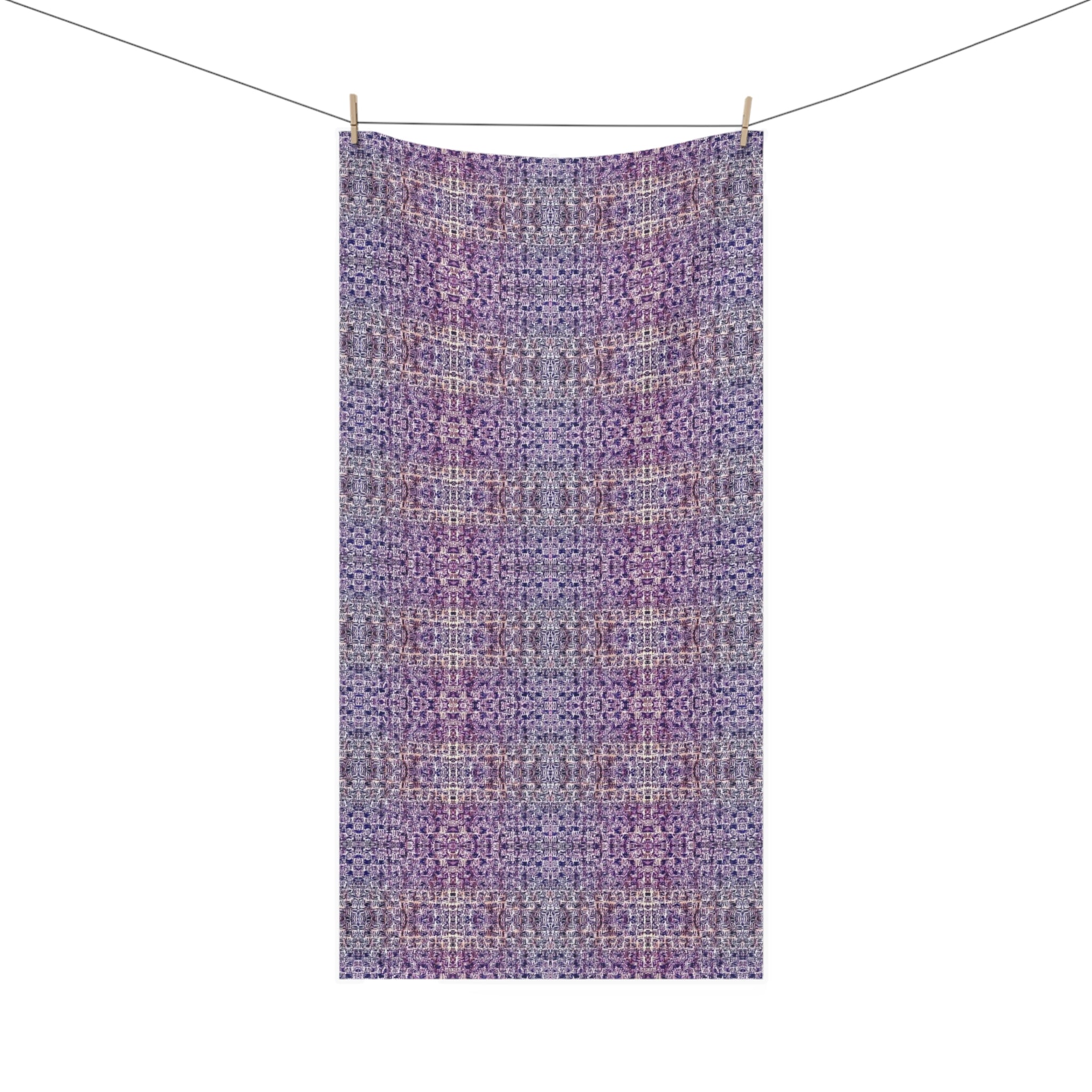 "Pauline, My Love" Purple Mosaic Beach Towel — Plush Mink-Cotton Patterned Towel