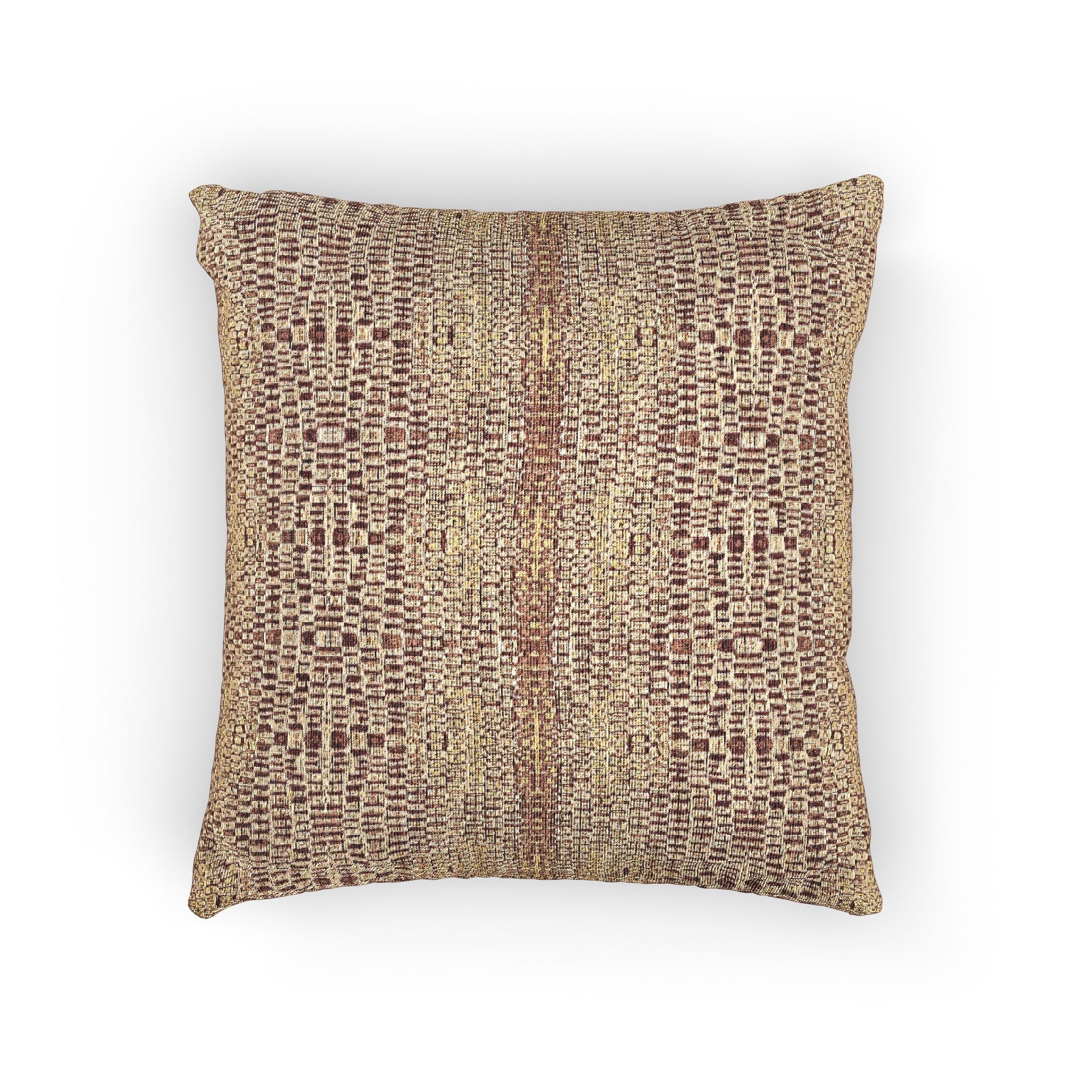 "Queen Mother" Gold and Bronze Posh Pattern Woven Pillow