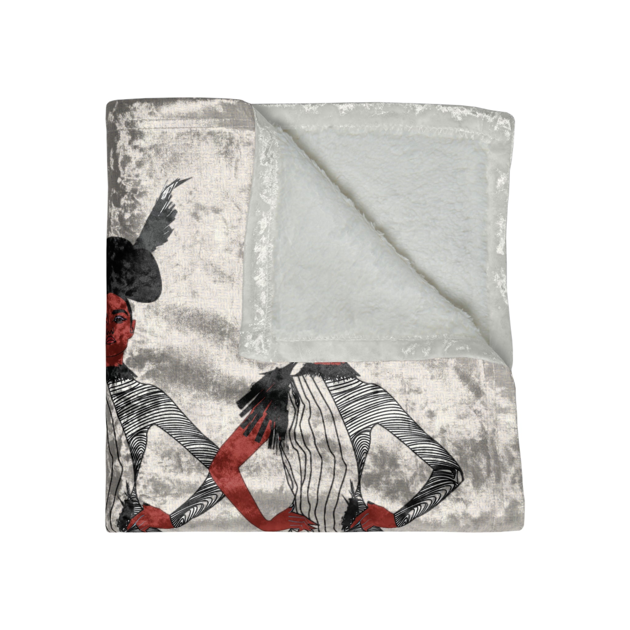"Fierce Honey" Posh and Fancy Black Women, Fashion Illustration Crushed Velvet Blanket