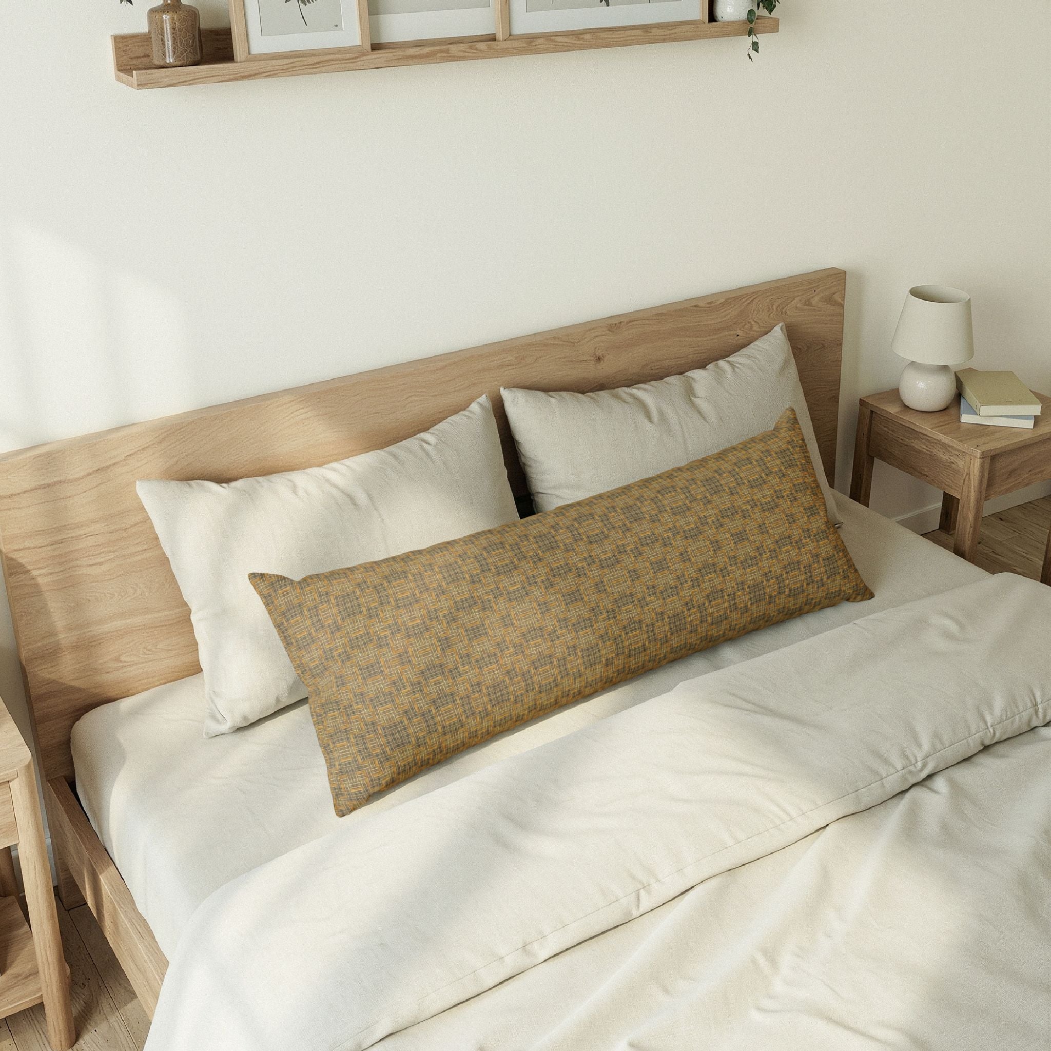 "All Things Fall Apart" Woven Plaid Body Pillow — Cozy Rustic Home Accent