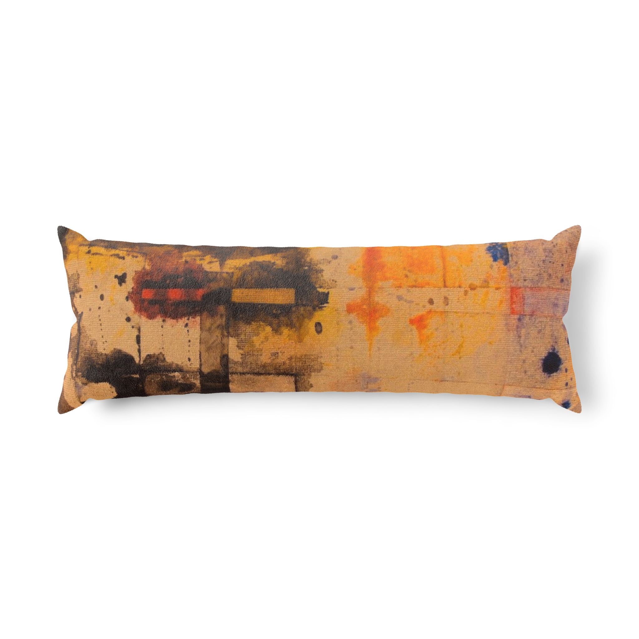 "Dance in the Rain" Abstract Sunset Body Pillow – Warm Orange Modern Decorative Lumbar Cushion